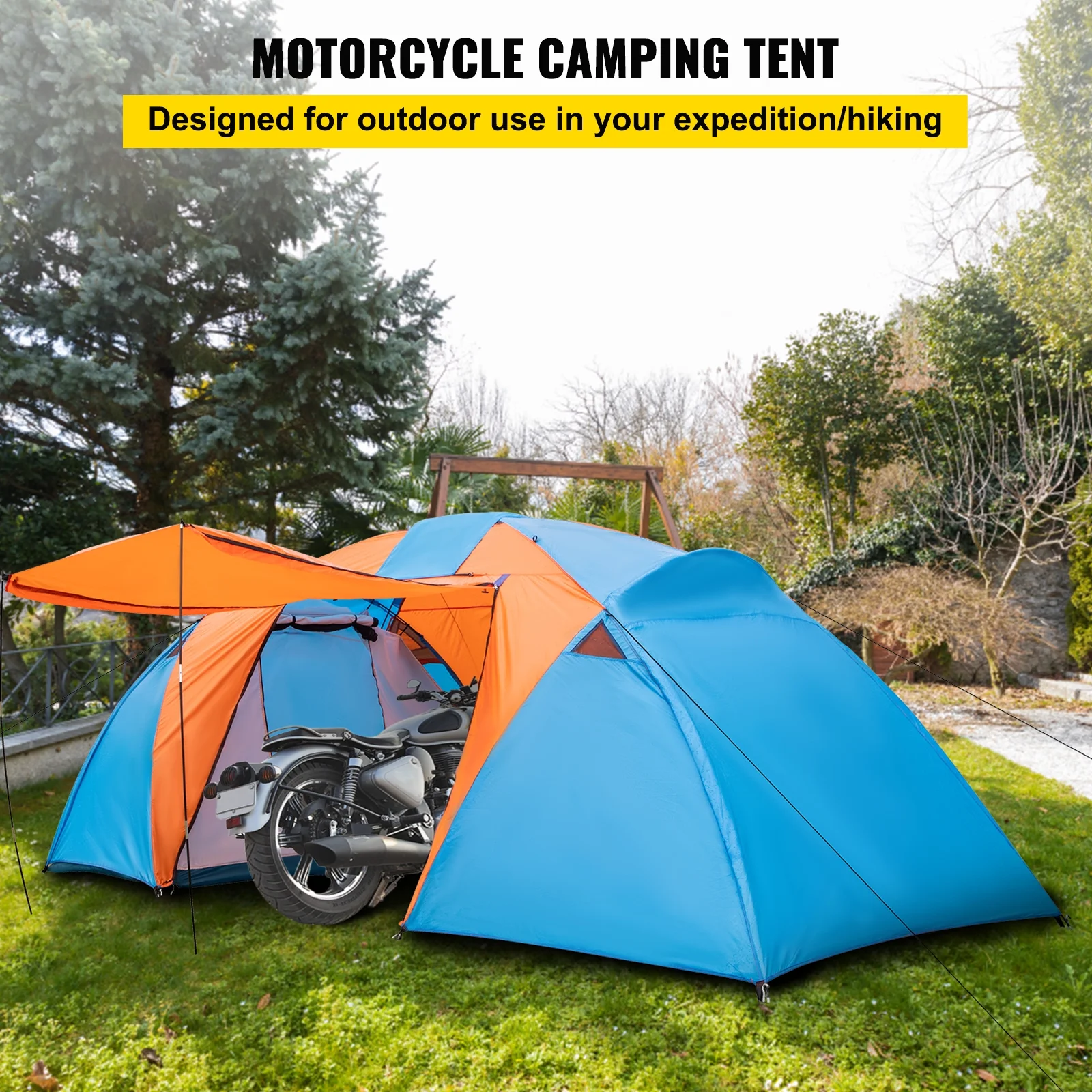 VEVOR Motorcycle Camping Tent 3-4 Person Expedition Touring Waterproof Dome Tent