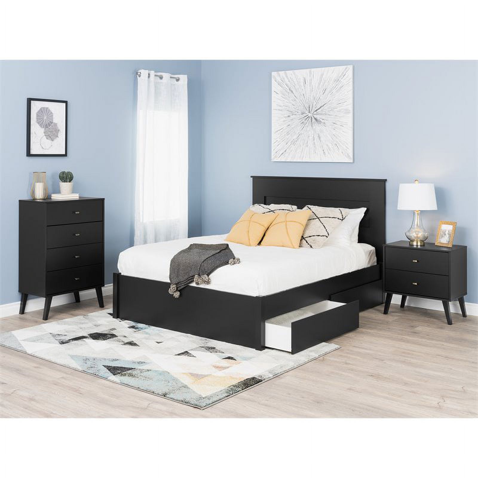 Home Square 4-Piece Set with 2 Nightstands Double Dresser and 4-Drawer Chest