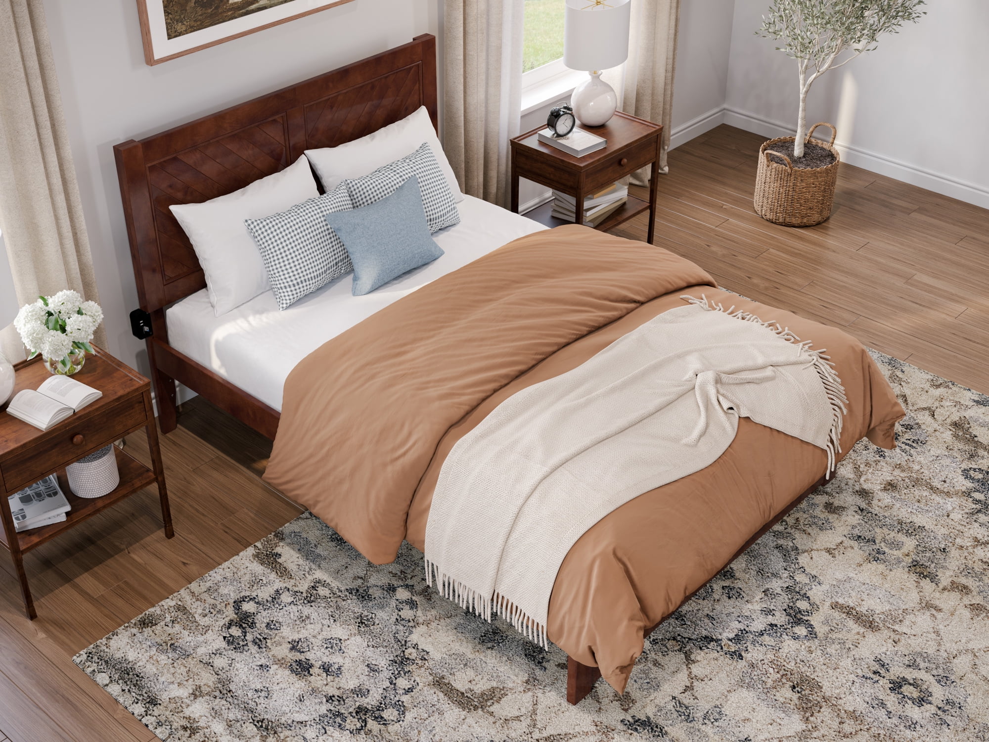 AFI Canyon Walnut Solid Wood Platform Bed with Matching Footboard, Full