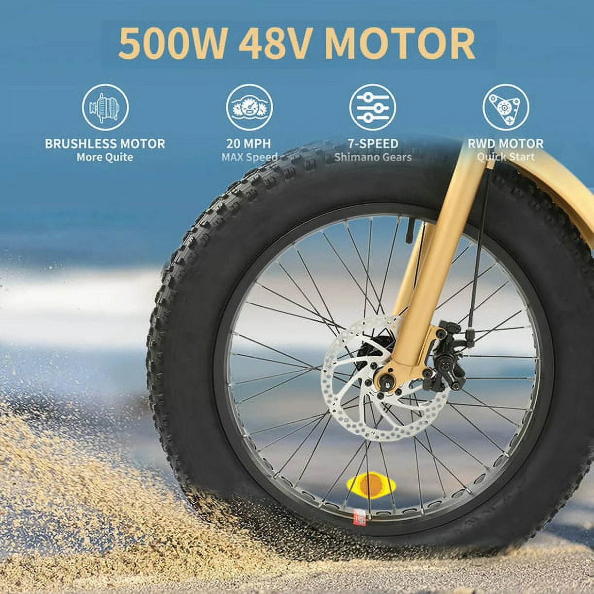 ECOTRIC 20 Inch Fat Tire e-Bike 500W 48V Foldable frame Pedal Assist Commute Bike 7 Speed A-E516646