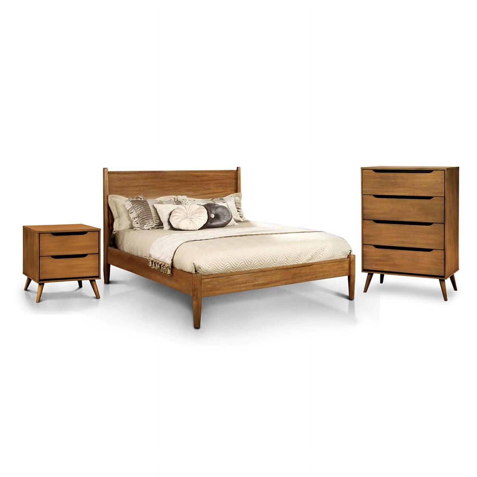 FOA Belkor 3-Piece Oak Solid Wood Bedroom Set-Cal King + 1 Chest + 1 Nightstand