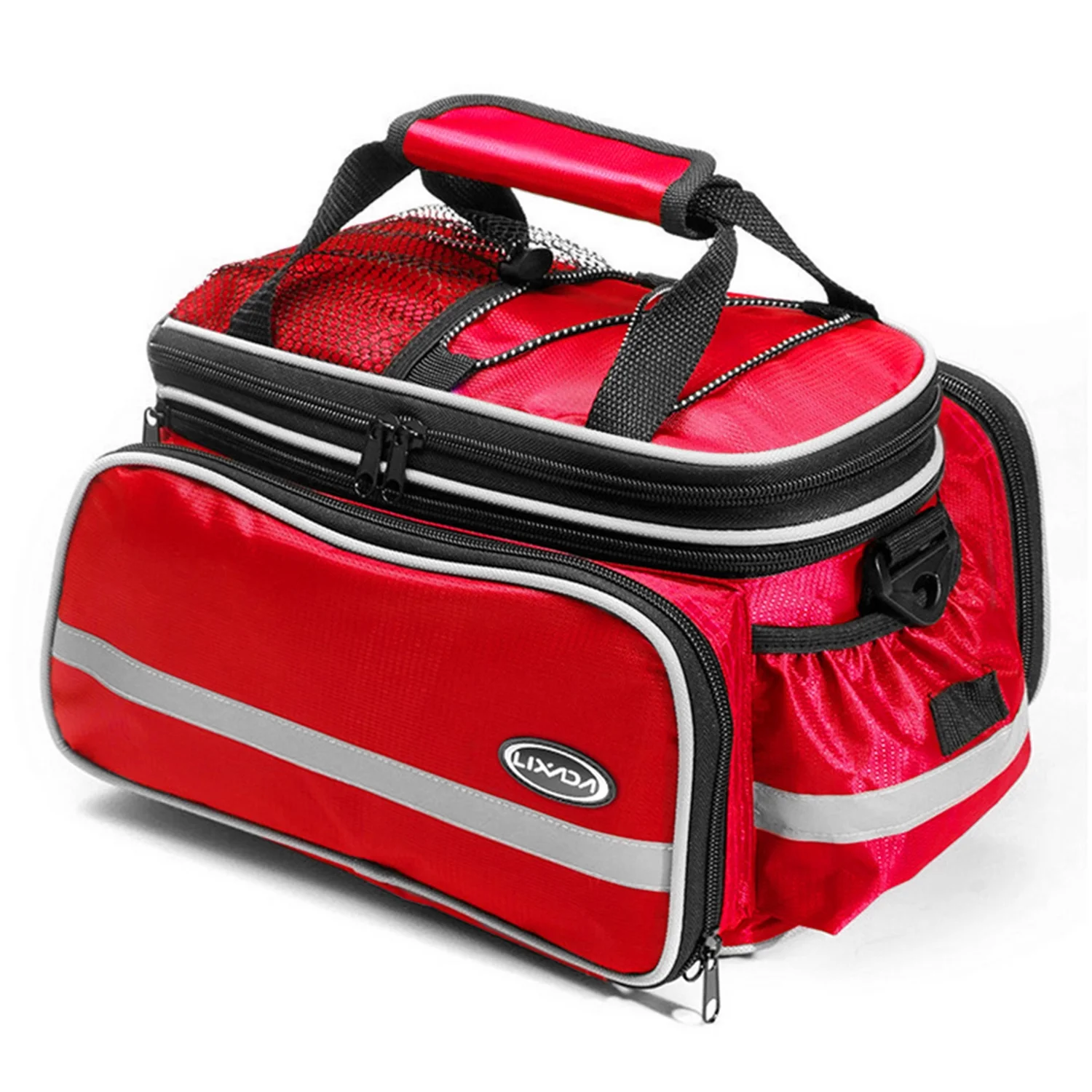 Lixada Waterproof Rear Seat Bag Cycling Bike Trunk Bag Bike Pannier Bag Shoulder Bag with Rain Cover