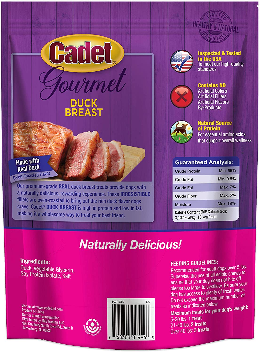 Cadet Premium Gourmet Duck Breast Dog Treats, 2.5 lb.