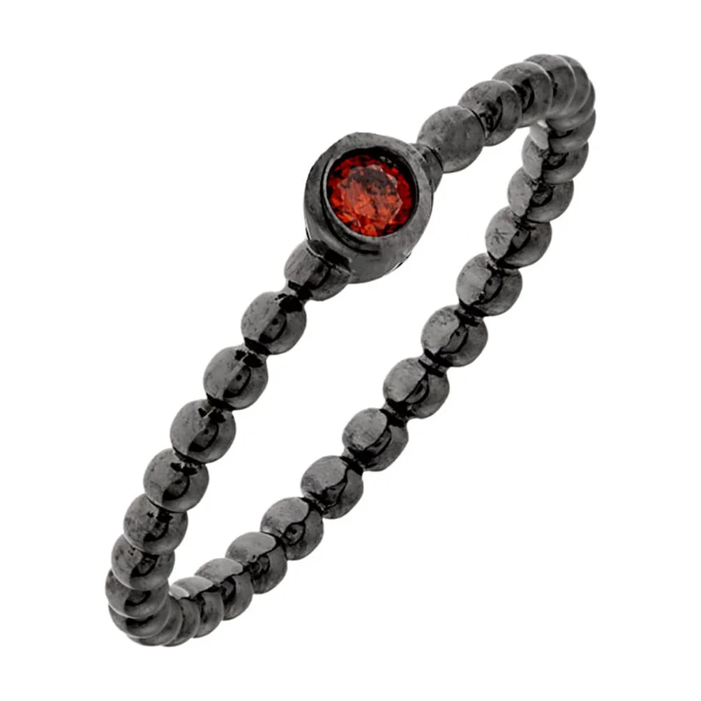 18k Black Gold Plated Red Stone Stackable Fashion Ring