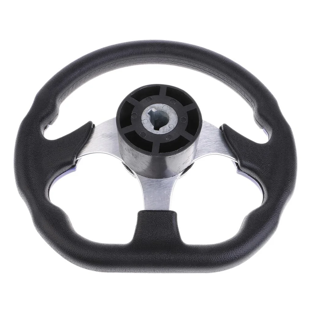 32cm/12.5 Inch Aluminum Pontoon Boat Flat Bottom Steering Wheel 3 Spoke 3/4-inch Shaft With Soft PU foam material grip And