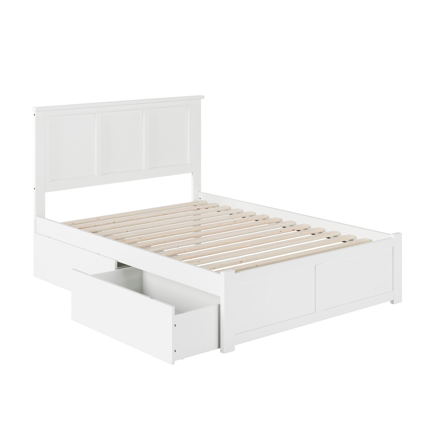 AFI Madison Full Platform Bed with Footboard and 2 Drawers in White