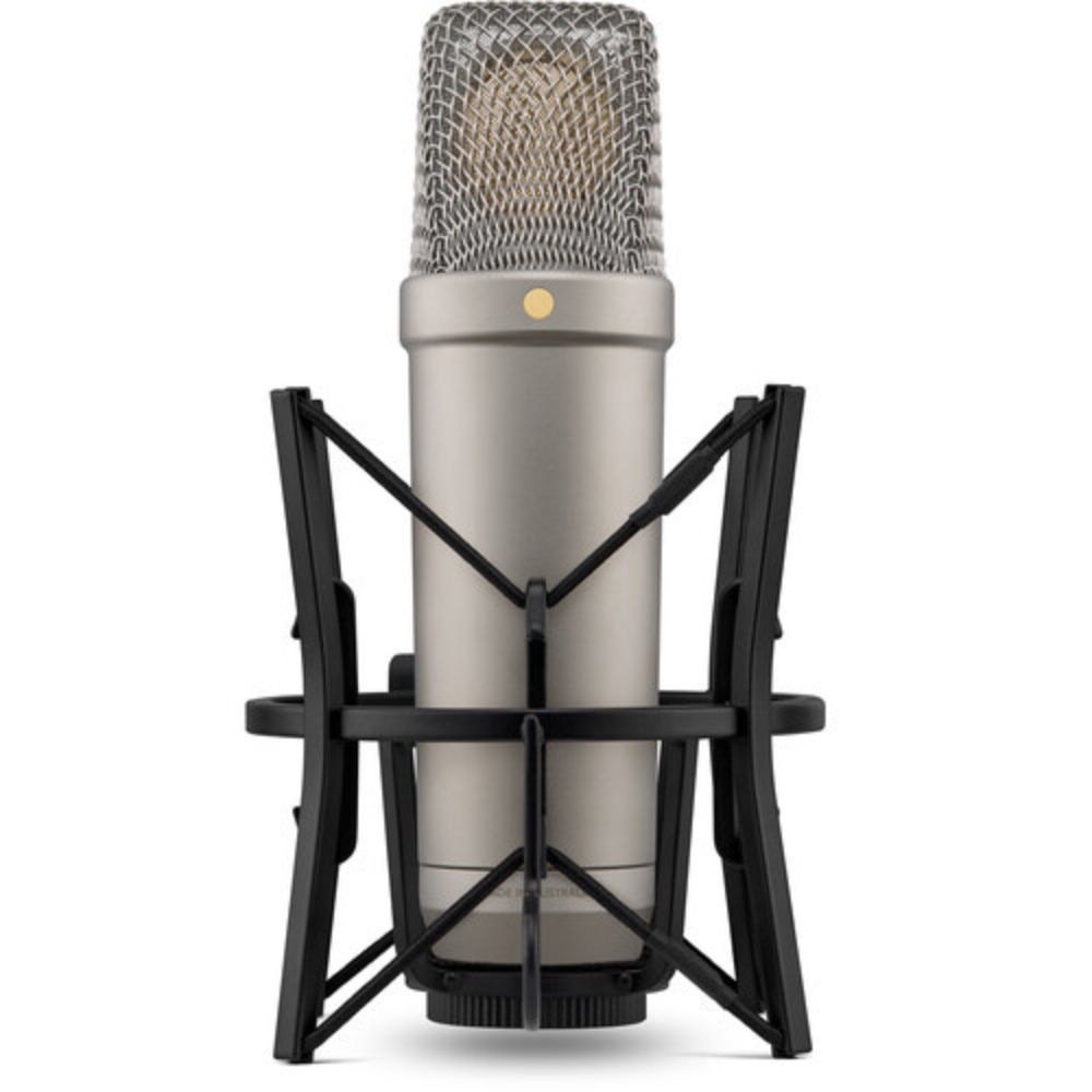 Rode NT1 (Silver)5th Generation Hybrid Studio Condenser Microphone Bundle with Mic Stand with Fixed Boom
