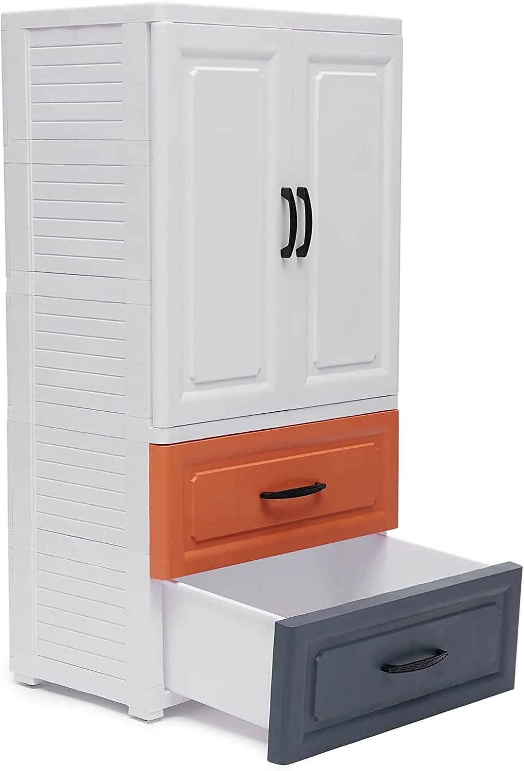 MONIPA Plastic Cabinet Drawers Dresser Rolling on Wheels with 2 Large Drawers and Top 1 Large Cabinet (22.4