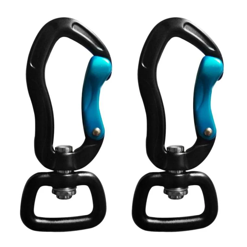 1 Pair Swivel Carabiner Hanging Connect Hook Camping 71mm black square eye