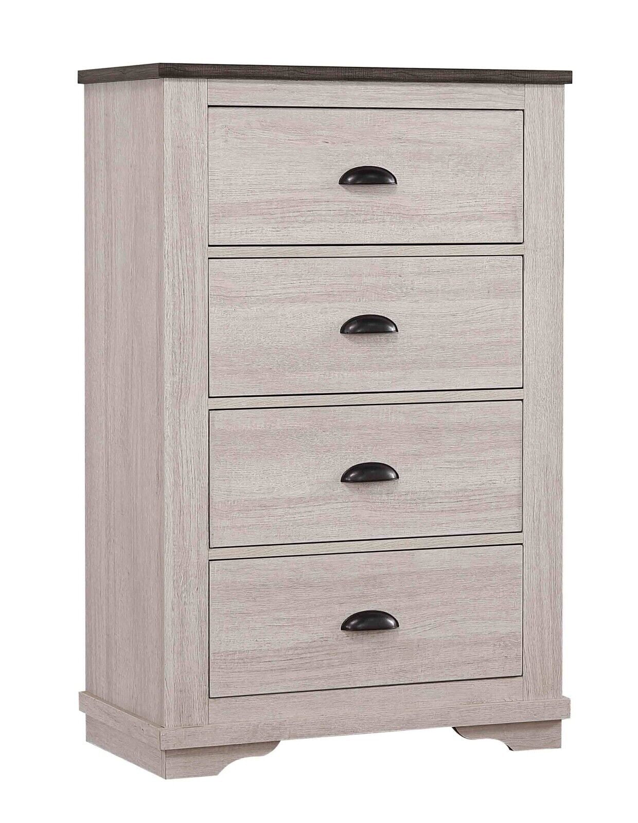 Traditional Rustic 6pc Queen Size Bed Dresser Mirror Chest 2x Nightstand Set Bedroom Wooden Furniture Chalk Gray Finish