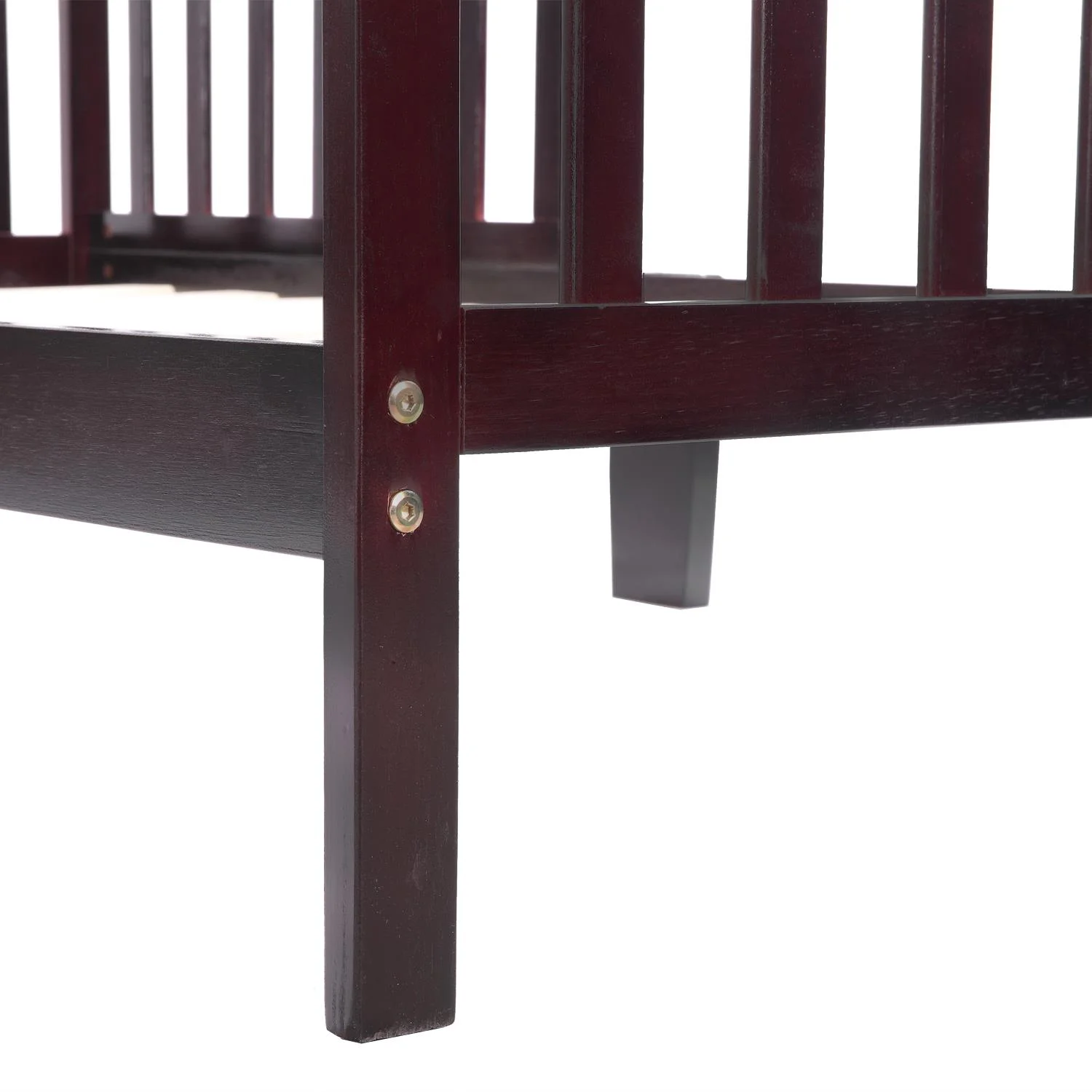 UBesGoo Toddler Bed, Wood Kids Bedframe Children Classic Sleeping Bedroom Furniture w/Safety Rail Fence (Cherry)