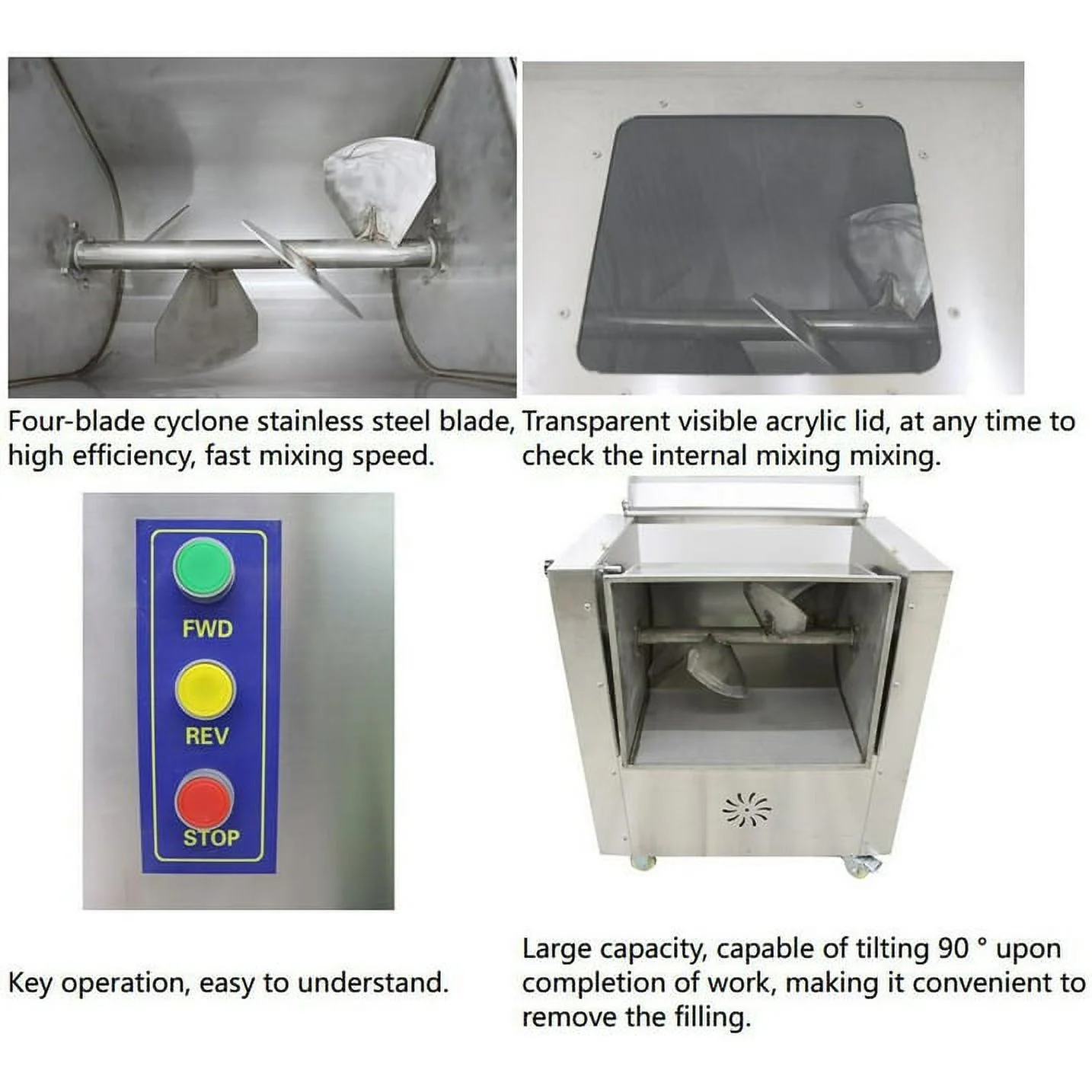 Electric Meat Vegetable Stuffing Mixer Stainless Steel Commercial Electric Food Mixer 60L