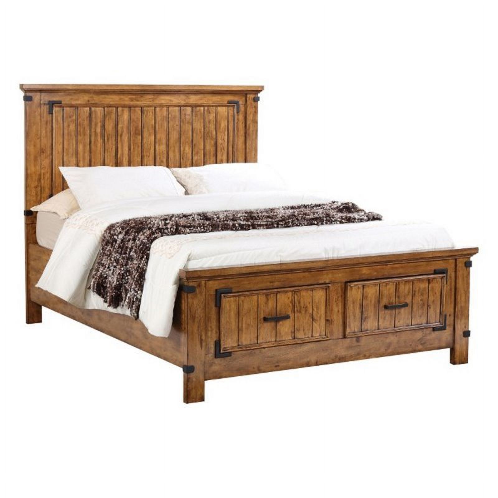 Maklaine Wood California King 2-Drawer Storage Platform Bed in Brown