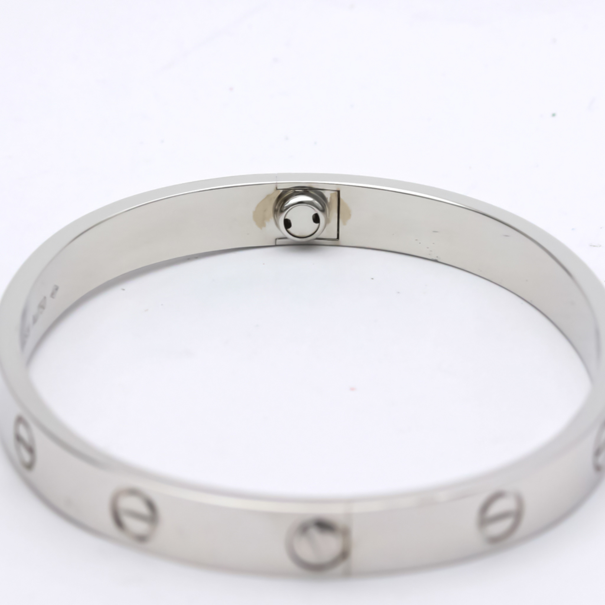 Authenticated Used Polished CARTIER Love Bracelet #17 18K White Gold Bangle BF553596