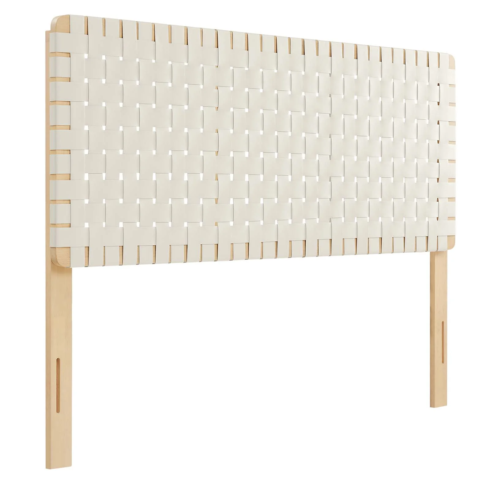 Modway Sparta Weave Queen Vegan Leather Headboard in Natural Beige