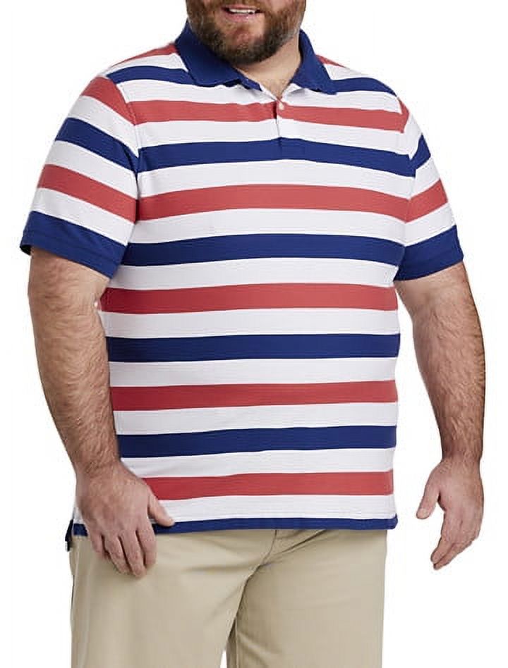 Harbor Bay by DXL Men's Big and Tall Multi Color Polo Shirt, White/Red/Blue, 7XL
