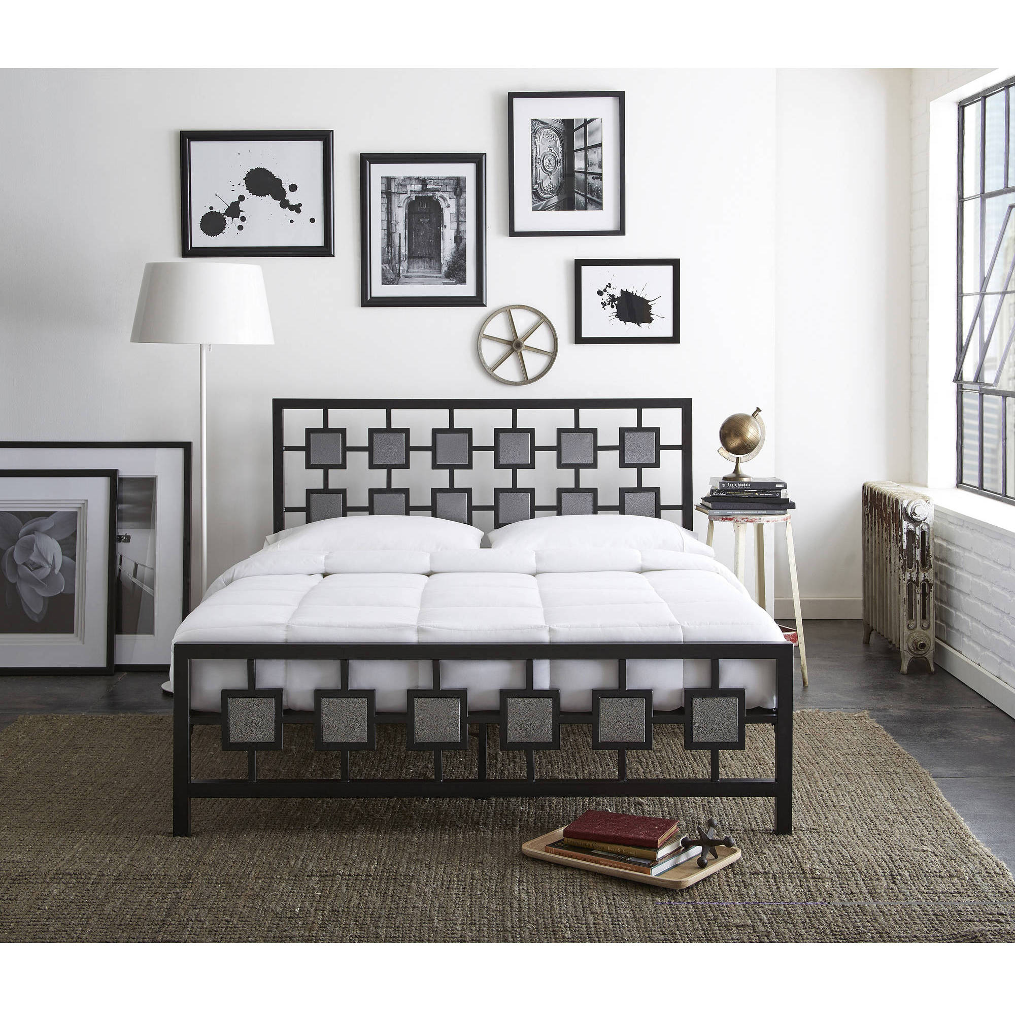 Premier Angelica Metal Platform Bed with Bonus Base Wooden Slat Support, Multiple Sizes