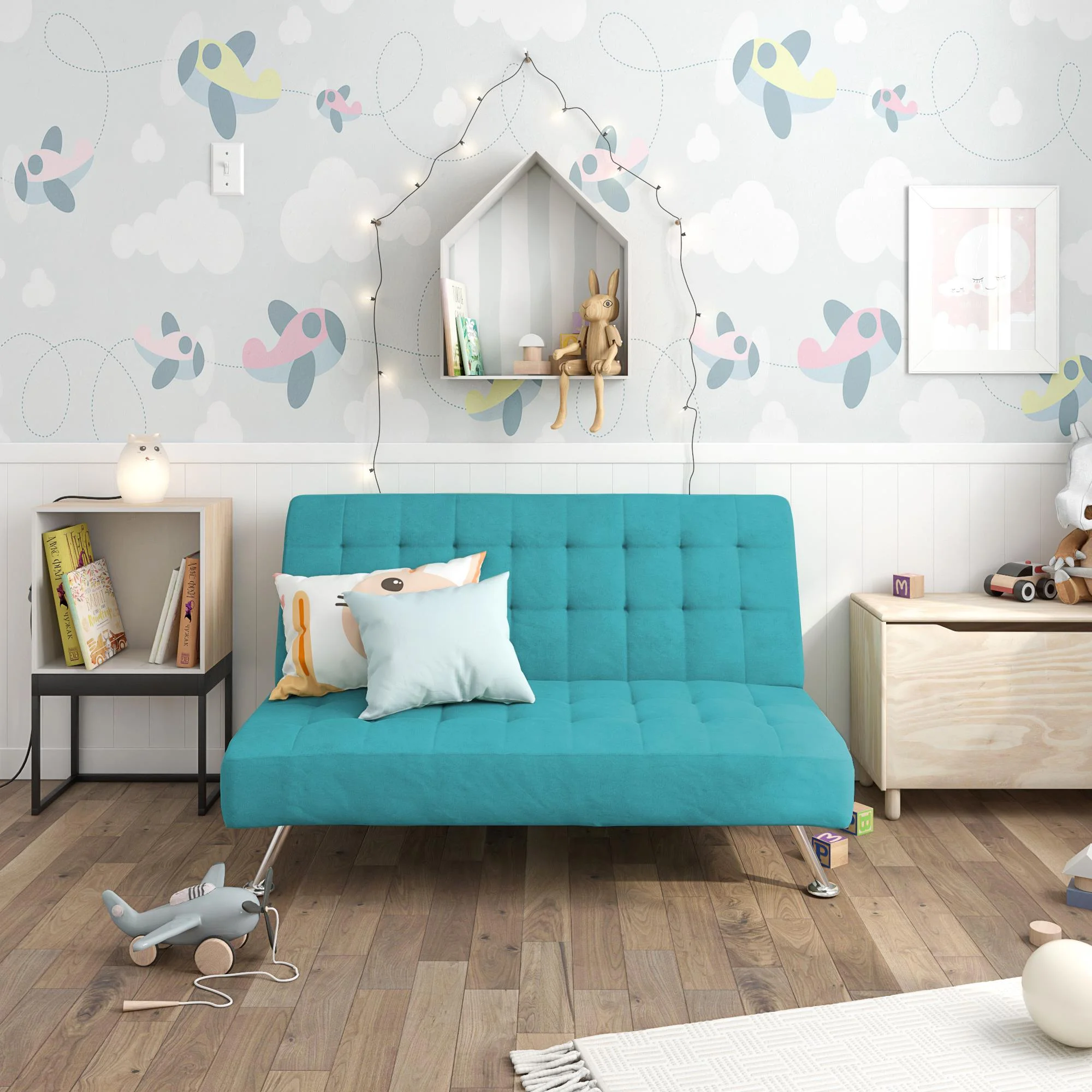 DHP Milo Kids Sofa Futon, Teal