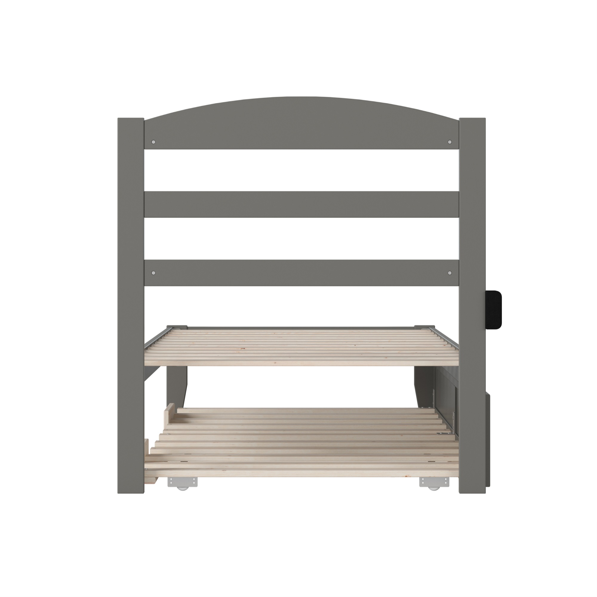 AFI Warren Solid Wood Twin Bed with Twin Trundle and USB Charger in Gray