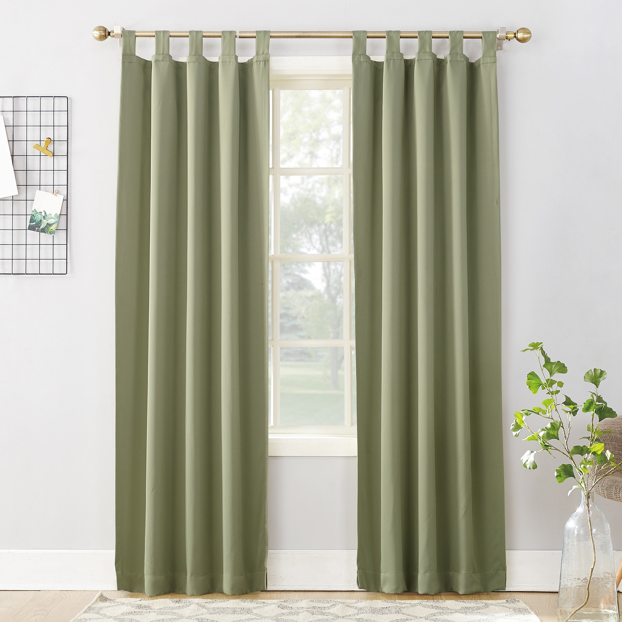 Sun Zero-Sun Zero Hayden Energy Saving Blackout Tab Top Curtain Panel, Single Panel40x84-Sage84inLX40inWX84inH