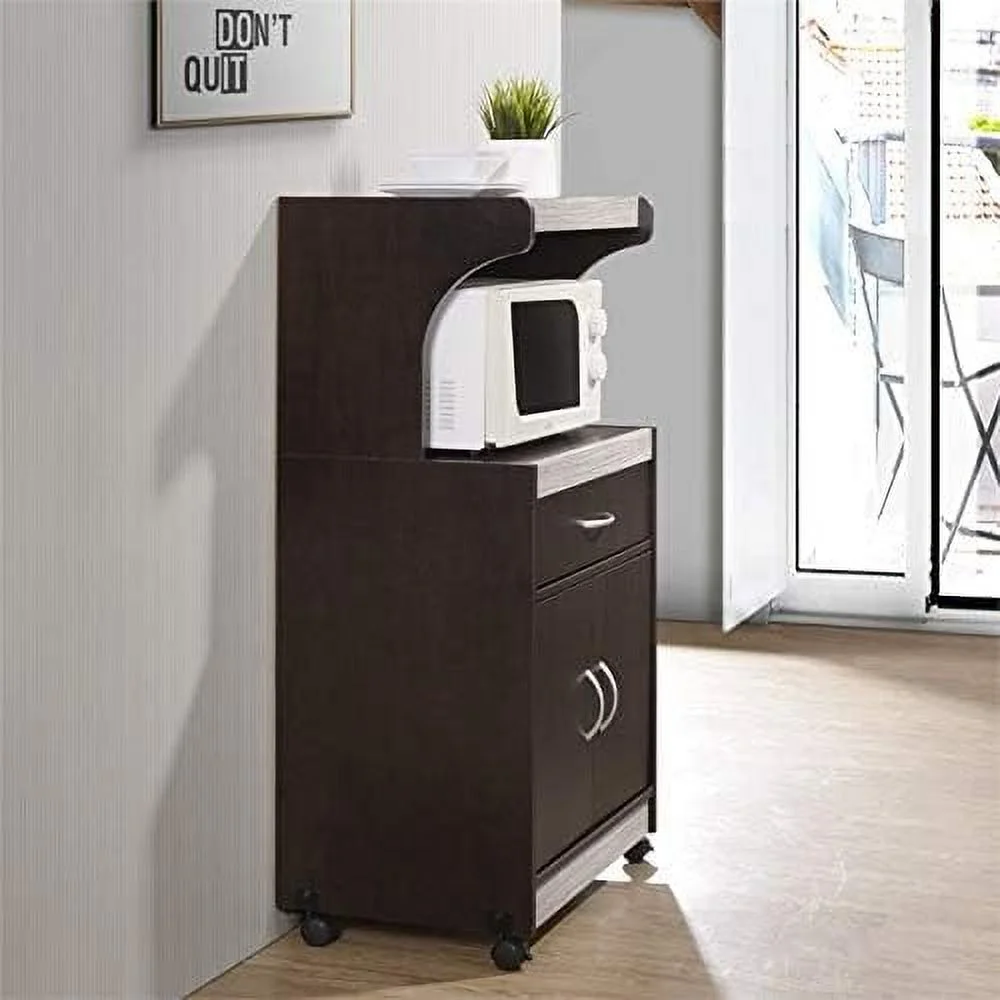 Microwave Kitchen Cart In Chocolate Gray