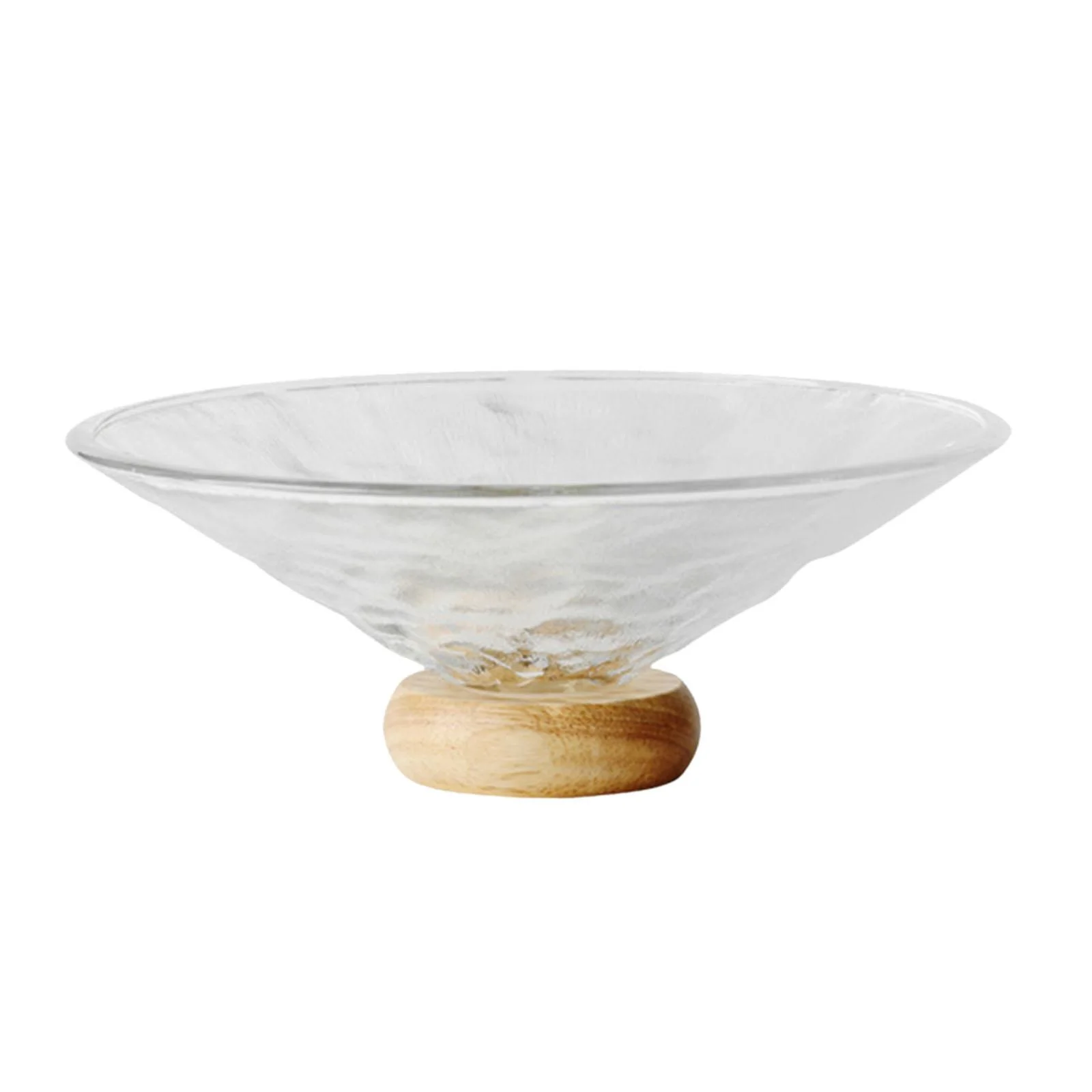 perfk Decorative Pedestal Bowl Kitchen Countertop with Wood Base Fruit Dish Holder water