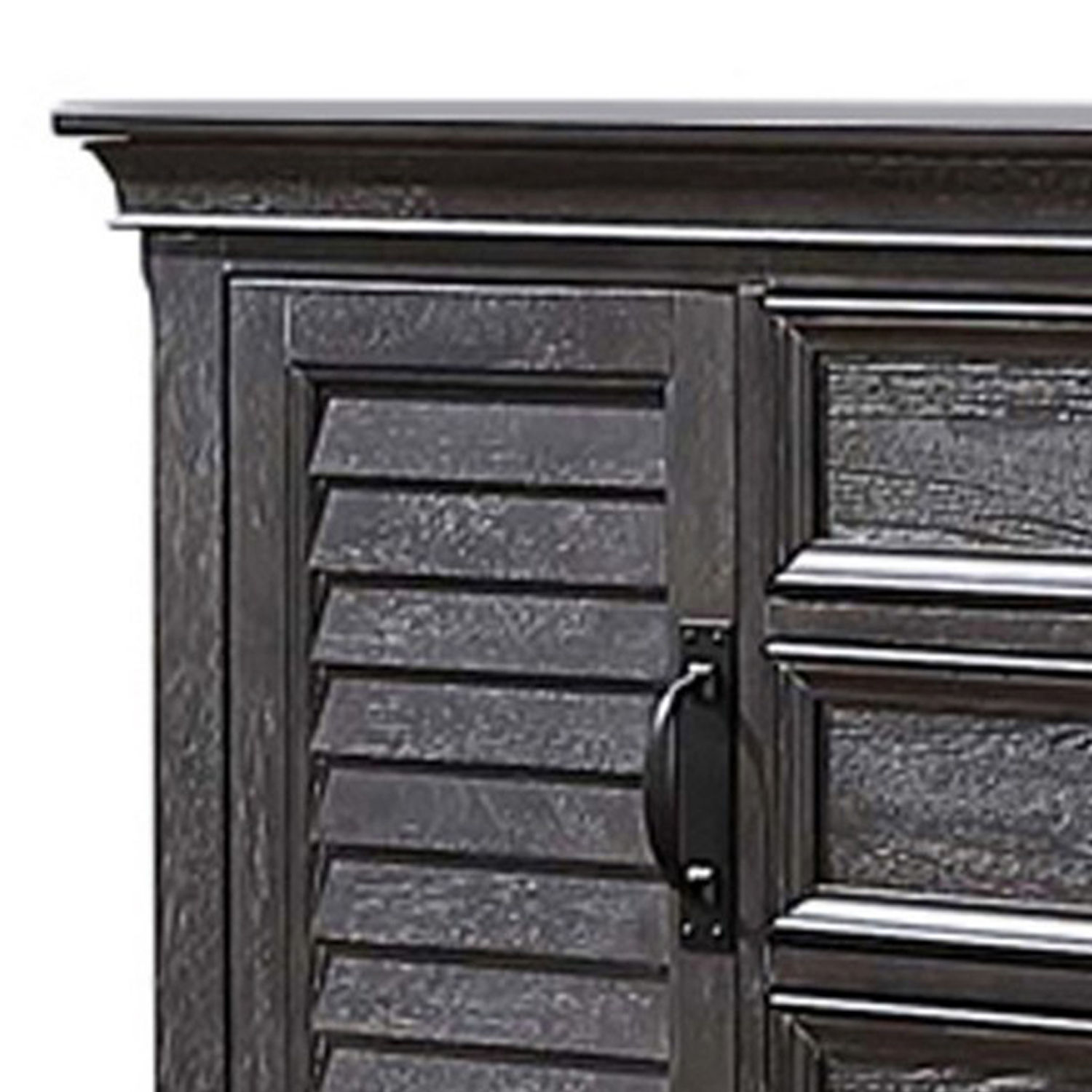 Eli 64 Inch Classic Dresser, 5 Drawers, 2 Cabinets, Wood, Weathered Brown