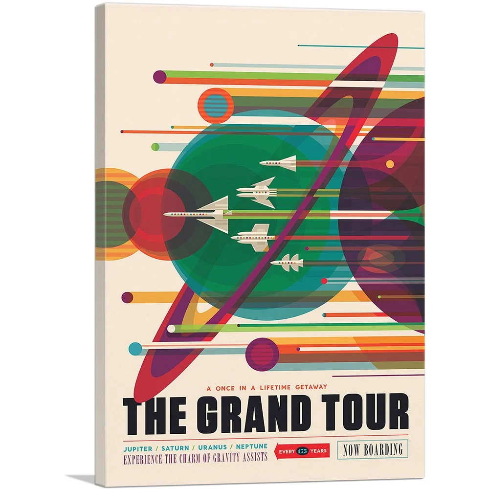 ARTCANVAS The Grand Tour Once In A Lifetime Getaway on the Voyager NASA Poster Canvas Art Print - Size: 26