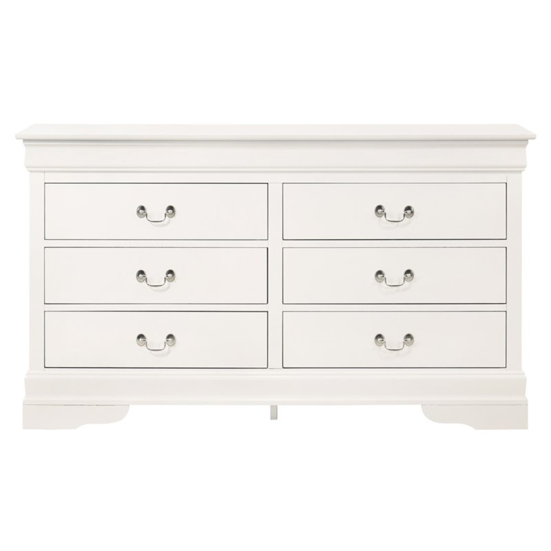 Bowery Hill Engineered Wood Traditional 6 Drawer Dresser in White