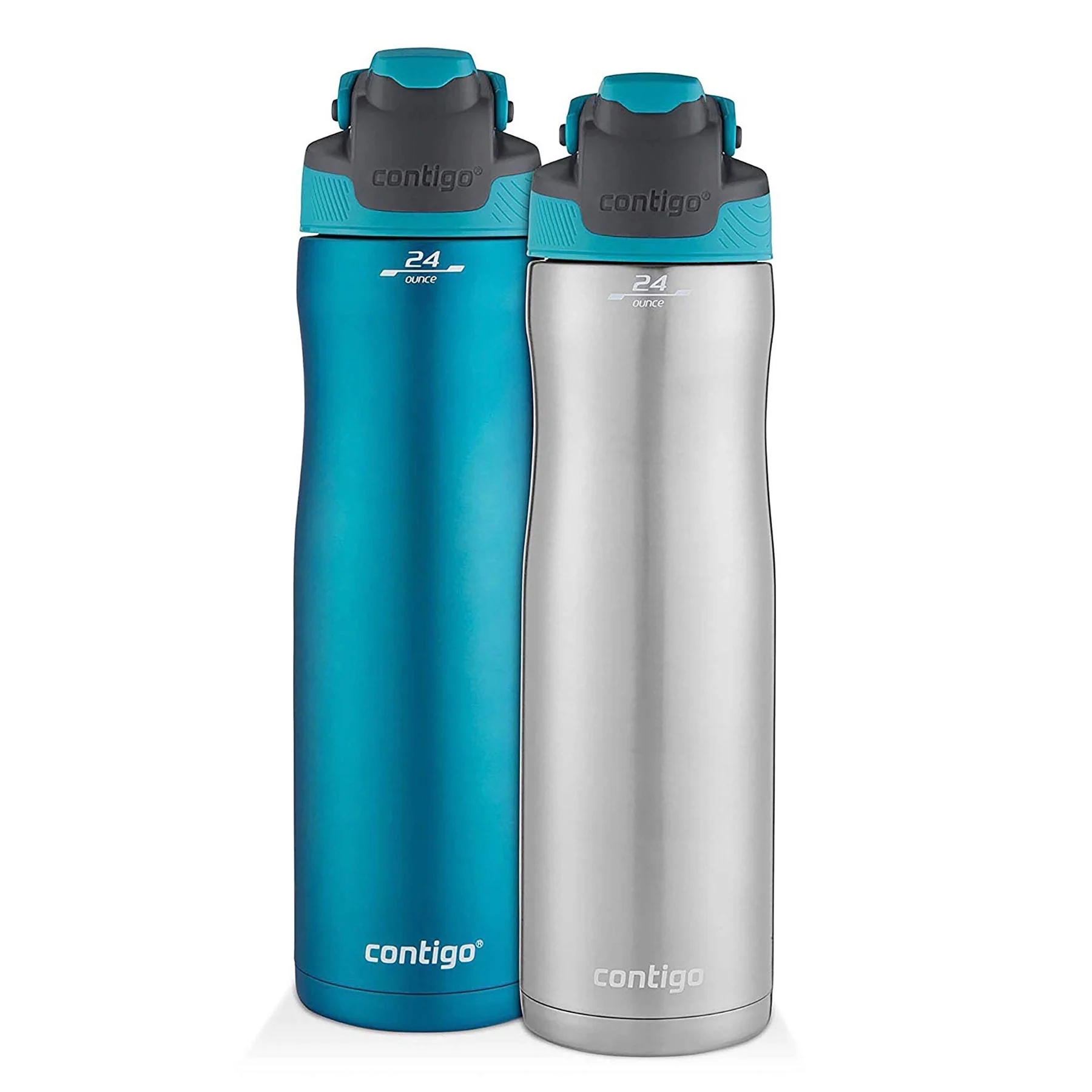 Contigo AUTOSEAL Chill Stainless Bottle 24oz 2-Pack: SS/Scuba & Scuba Blue