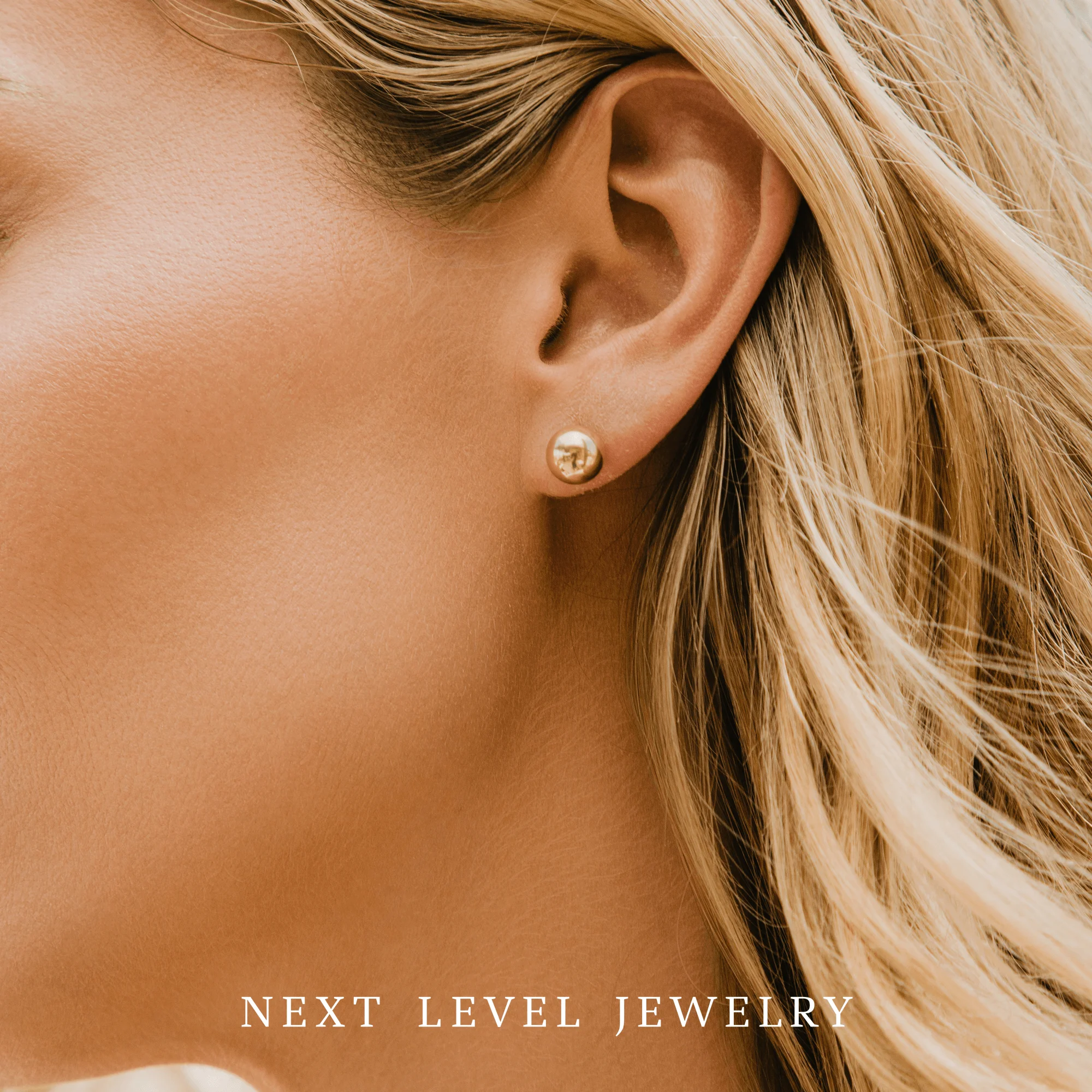 14K Gold Polished Ball Gold Stud Earrings 3MM-8MM, Available in Yellow, White, & Rose, 14K Gold Earrings, Next Level Jewelry