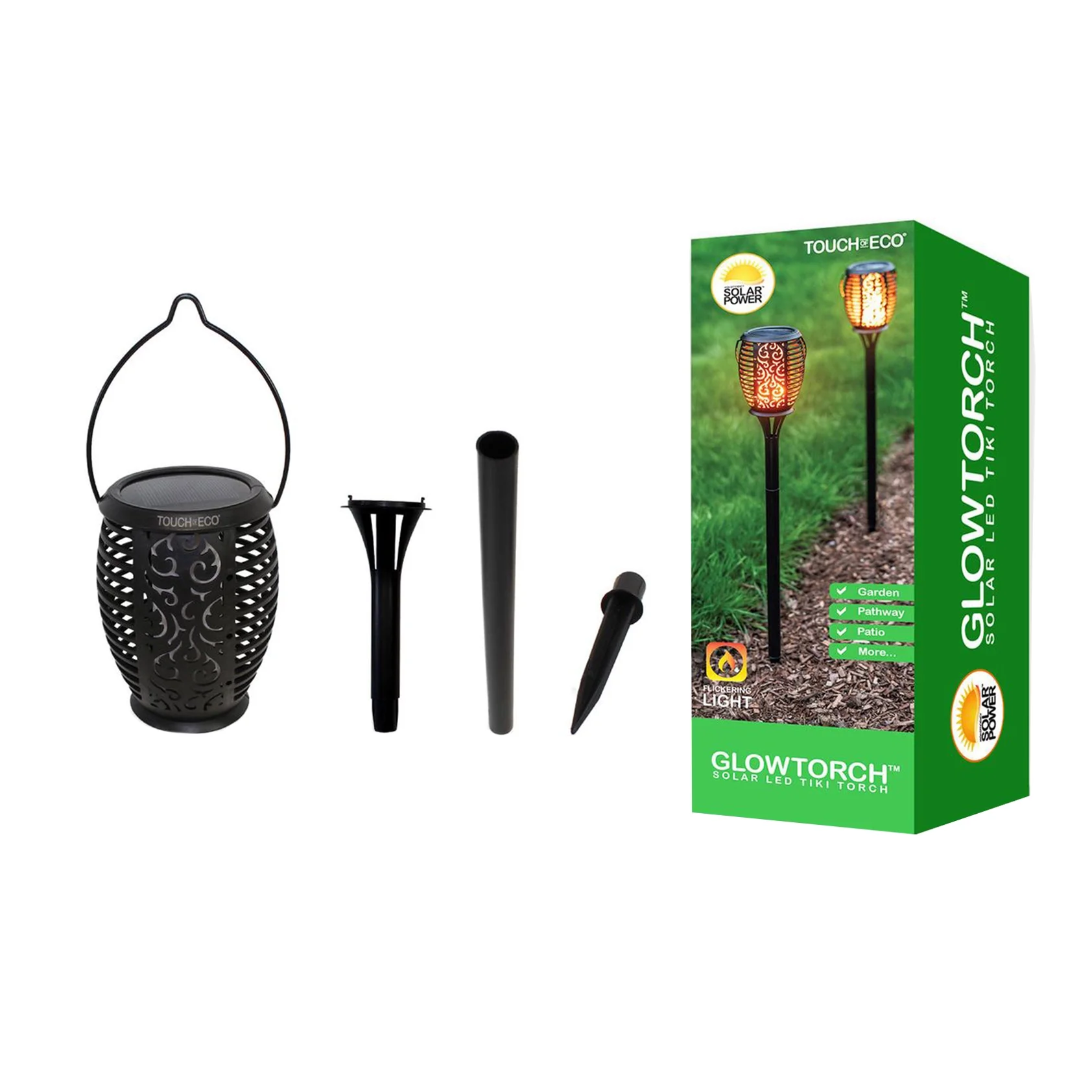 Solar Powered 32 LED Dancing Flickering Flame Tiki Torch Light for Outdoor Landscape Decoration Garden Deck Patio Bar