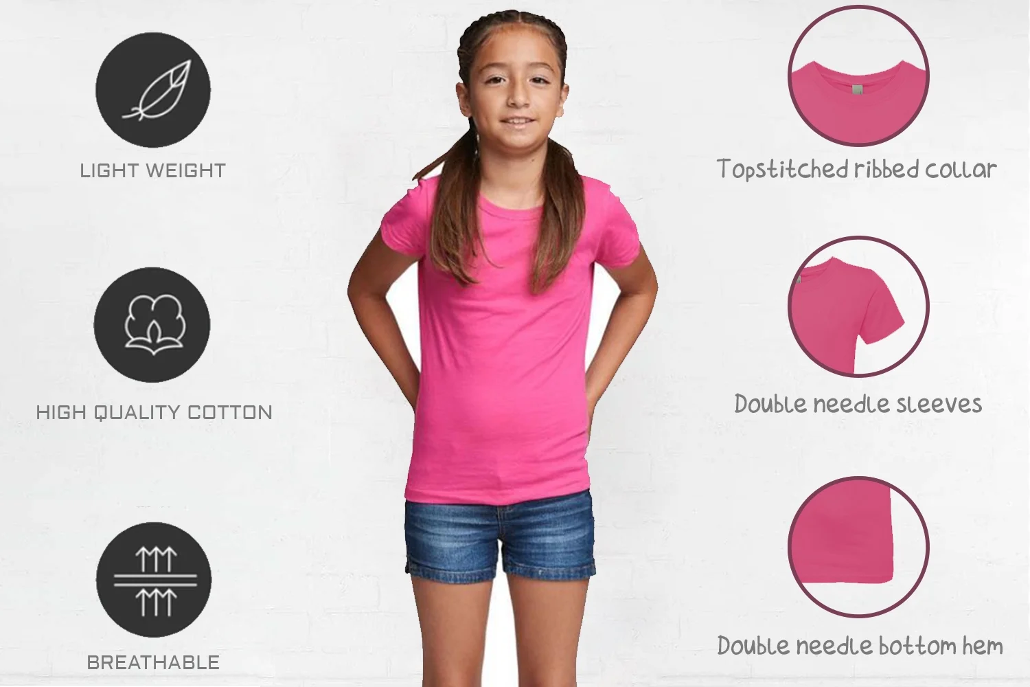 Girls Clementine Three-Pack Everyday Crewneck T-Shirts (Pack of 3)