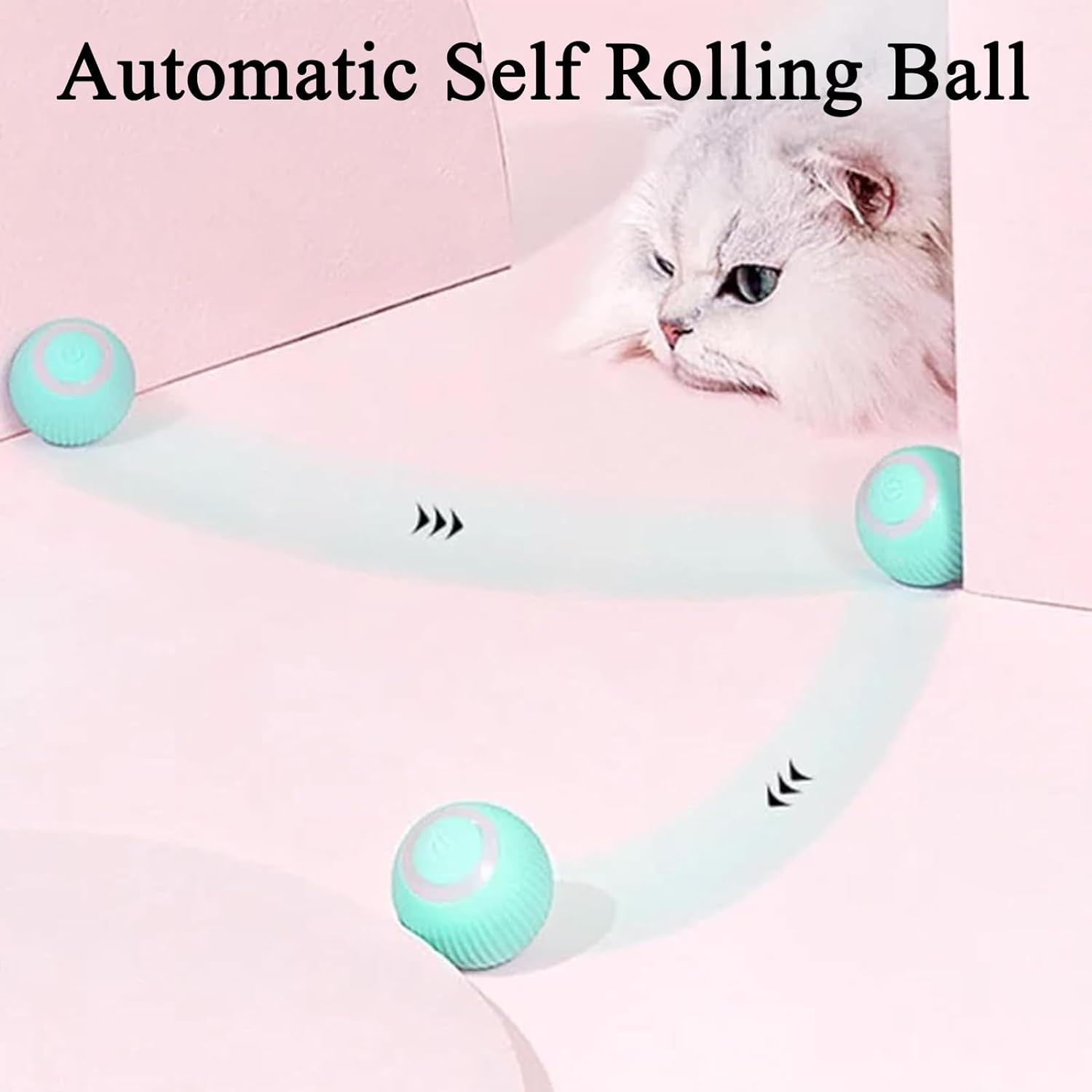 Gertar Cat Toy, 2 in 1 Simulated Interactive Hunting Cat Toy, Gertar Interactive Hunting Cat Toy,Automatic Rolling Smart Ball Toy, Rechargeable (Ball+Pouch,Pink)