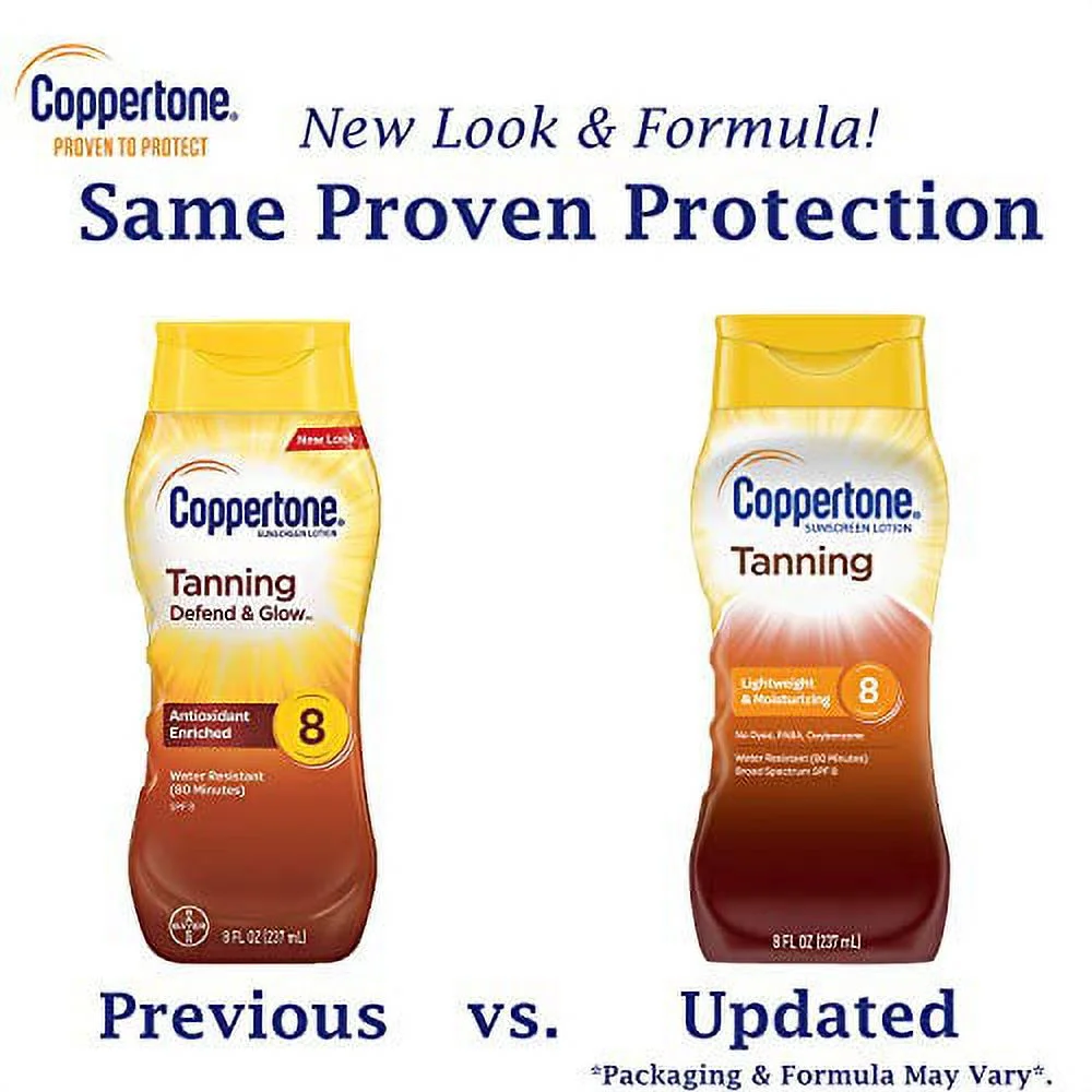 Coppertone Tanning Sunscreen Lotion Broad Spectrum SPF 8 (8 Fluid Ounce) (Packaging may vary)