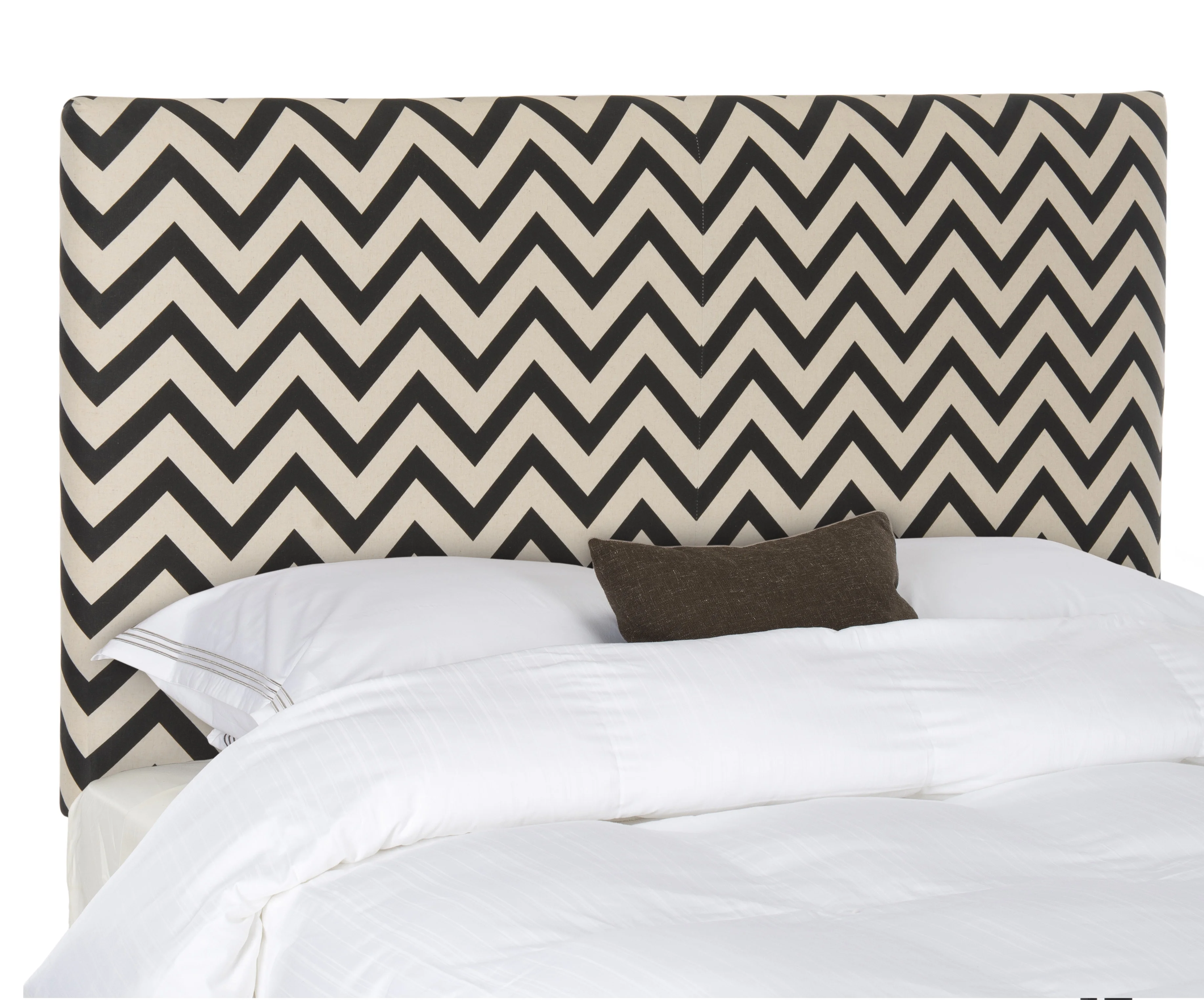 SAFAVIEH Ziggy Chevron Stripes Upholstered Headboard, King, Black/White Zig Zag