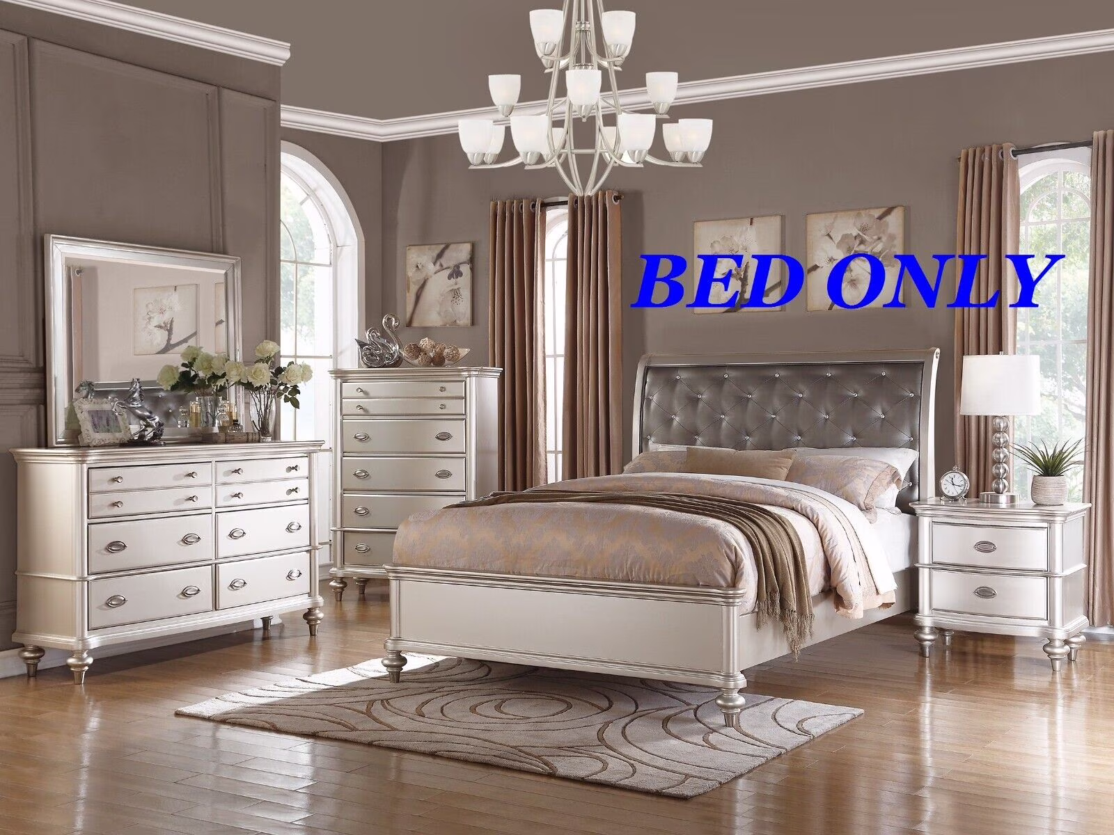 Traditional Look 1pc Eastern King Size Bed Faux Leather Tufted Headboard Silver Finish Bedroom Furniture unique Legs