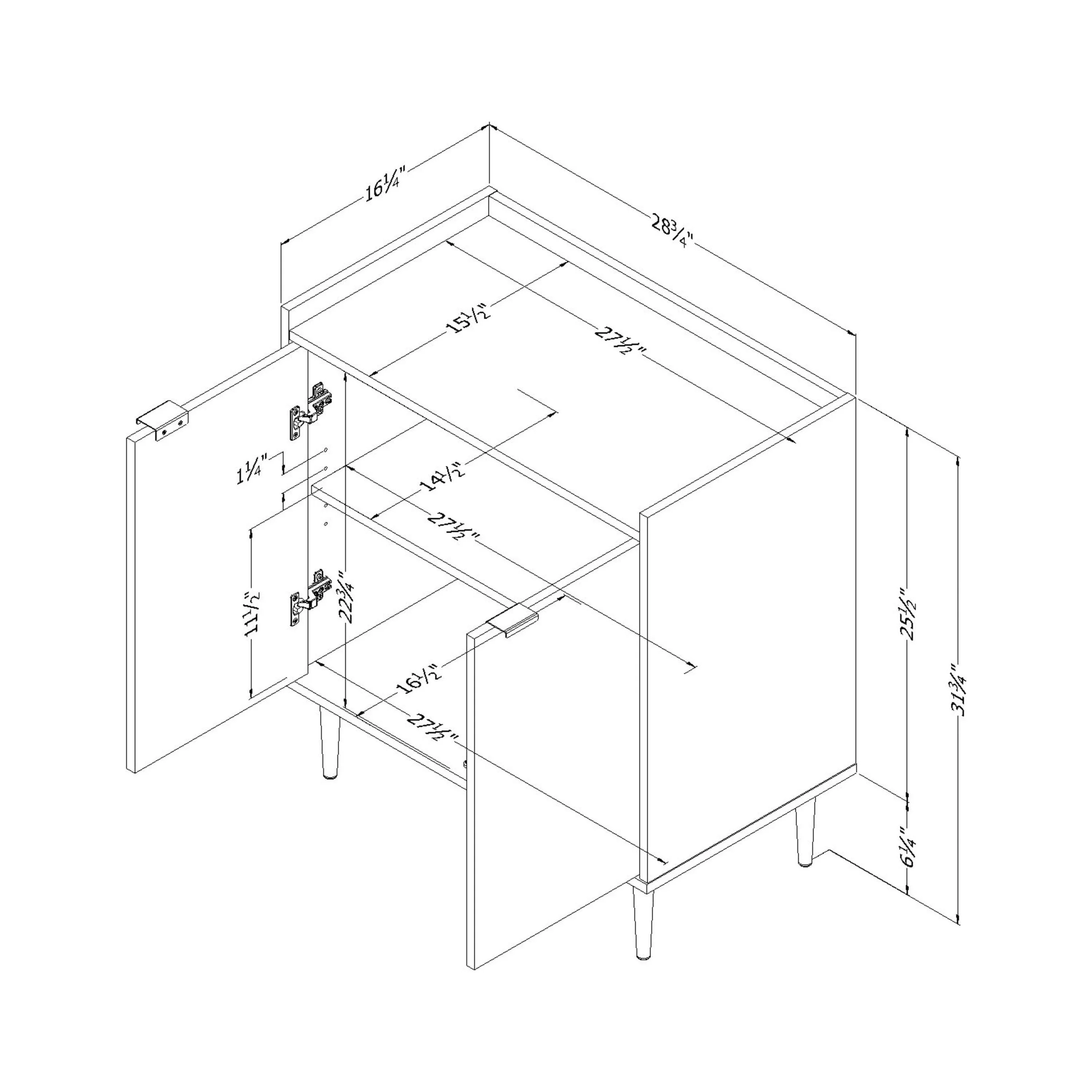 South Shore Maliza, Mid-century Glam Cabinet,  Brown