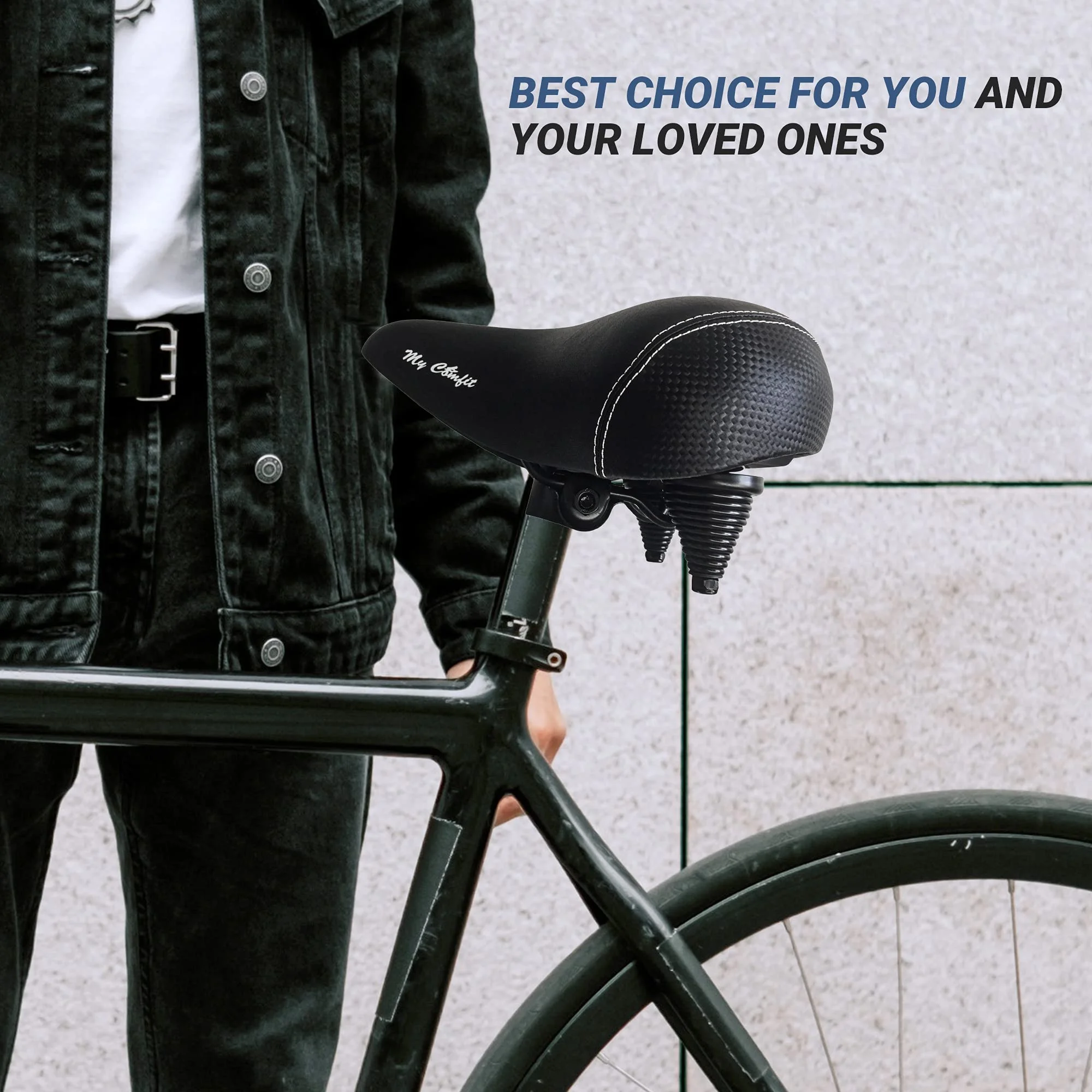 MY Comfortable Oversized Bike seat for Women/Men &ndash; Extra Wide, Large Comfy Replacement Saddle for Exercise Comfort &ndash; Universal fit, Mountain, Road to Stationary Bicycle - Foam Padd