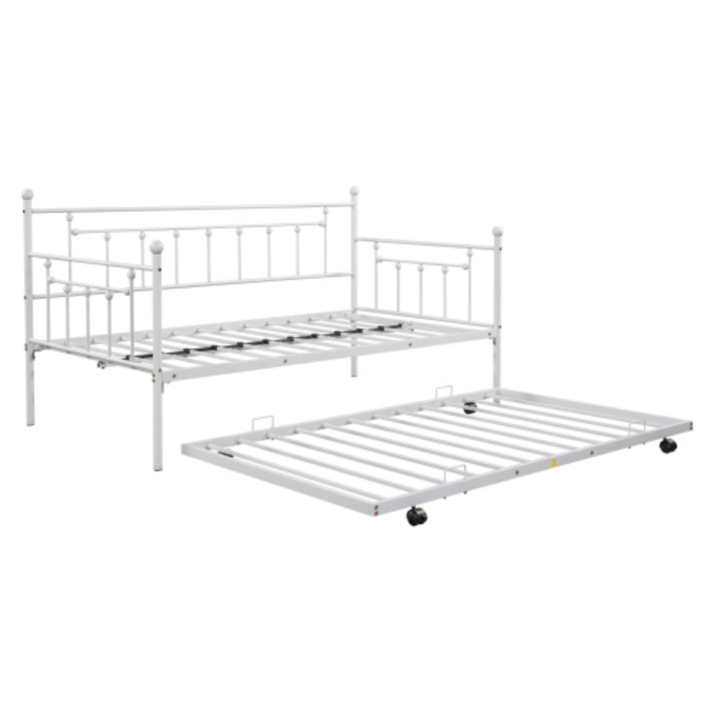 Daybed with Trundle LIGHT GREY + Metal