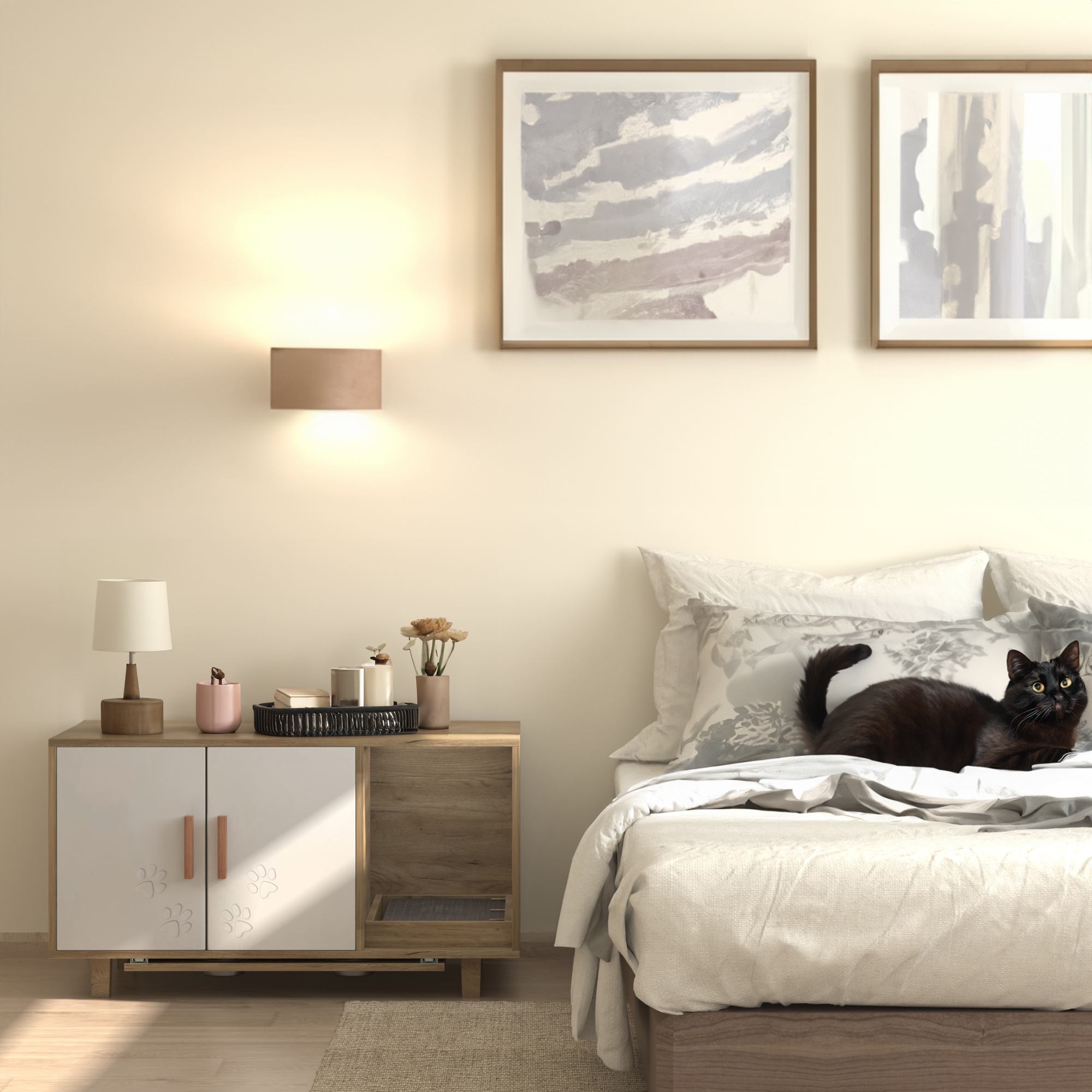 Cat Litter Box Enclosure with Storage - Modern Cat Furniture