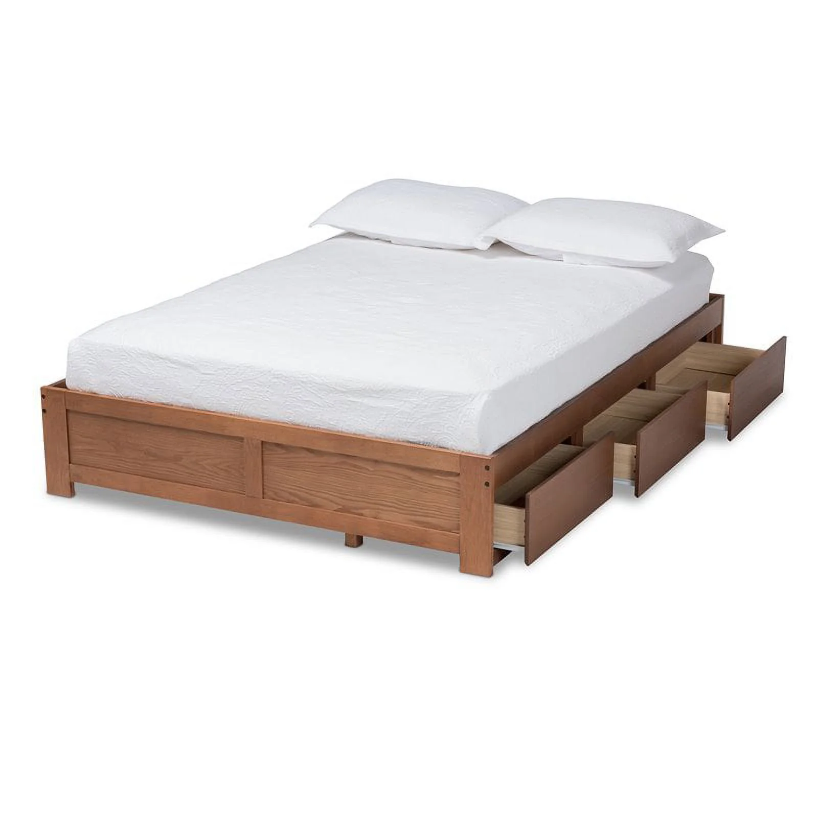 Bowery Hill Full Size Walnut 3-Drawer Storage Bed Frame