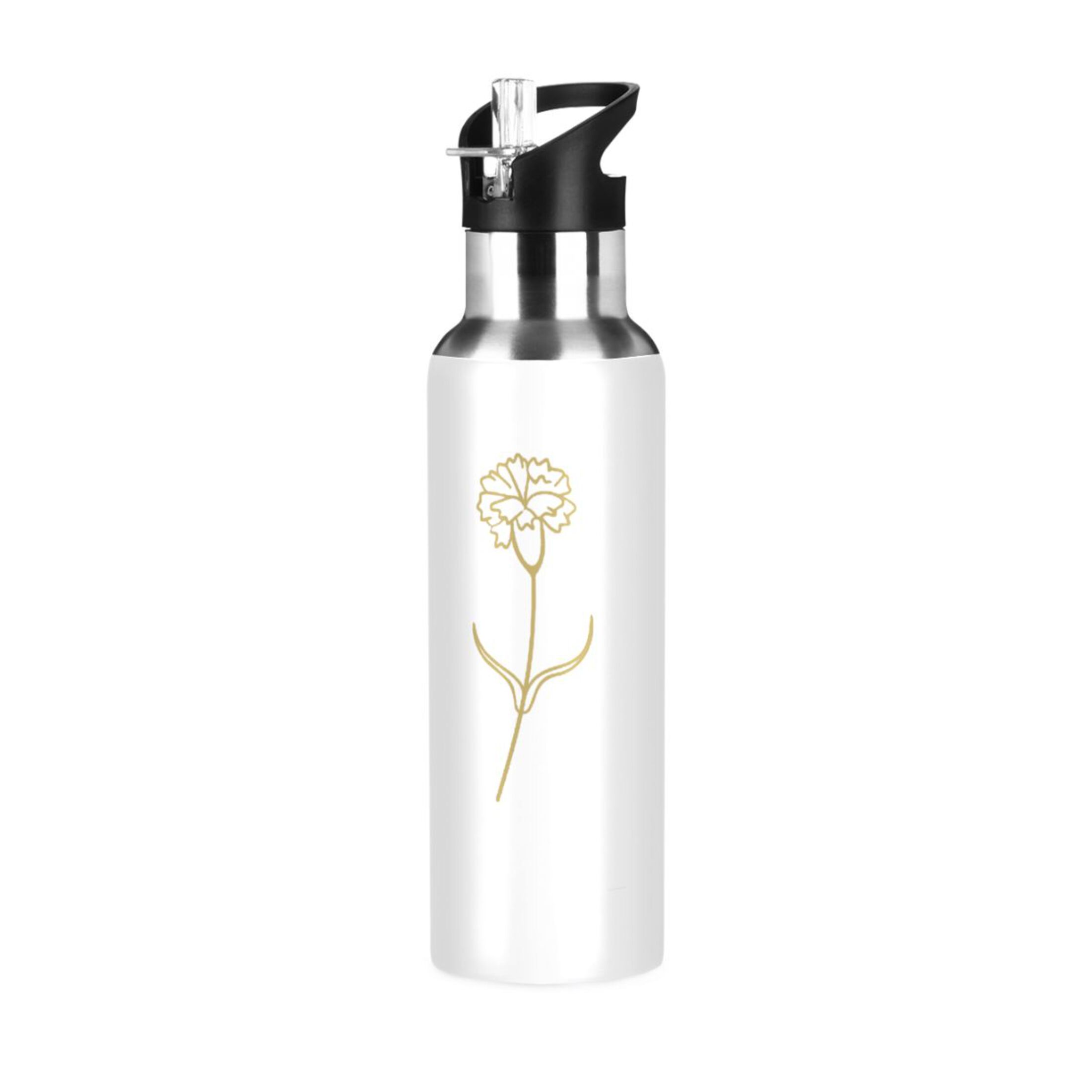 Water Bottle with Straw Lid Leak Flower Stainless Steel Insulated Thermos Vacuum Flask for Cold Hot Drinking for Sports Camping Gym Yoga