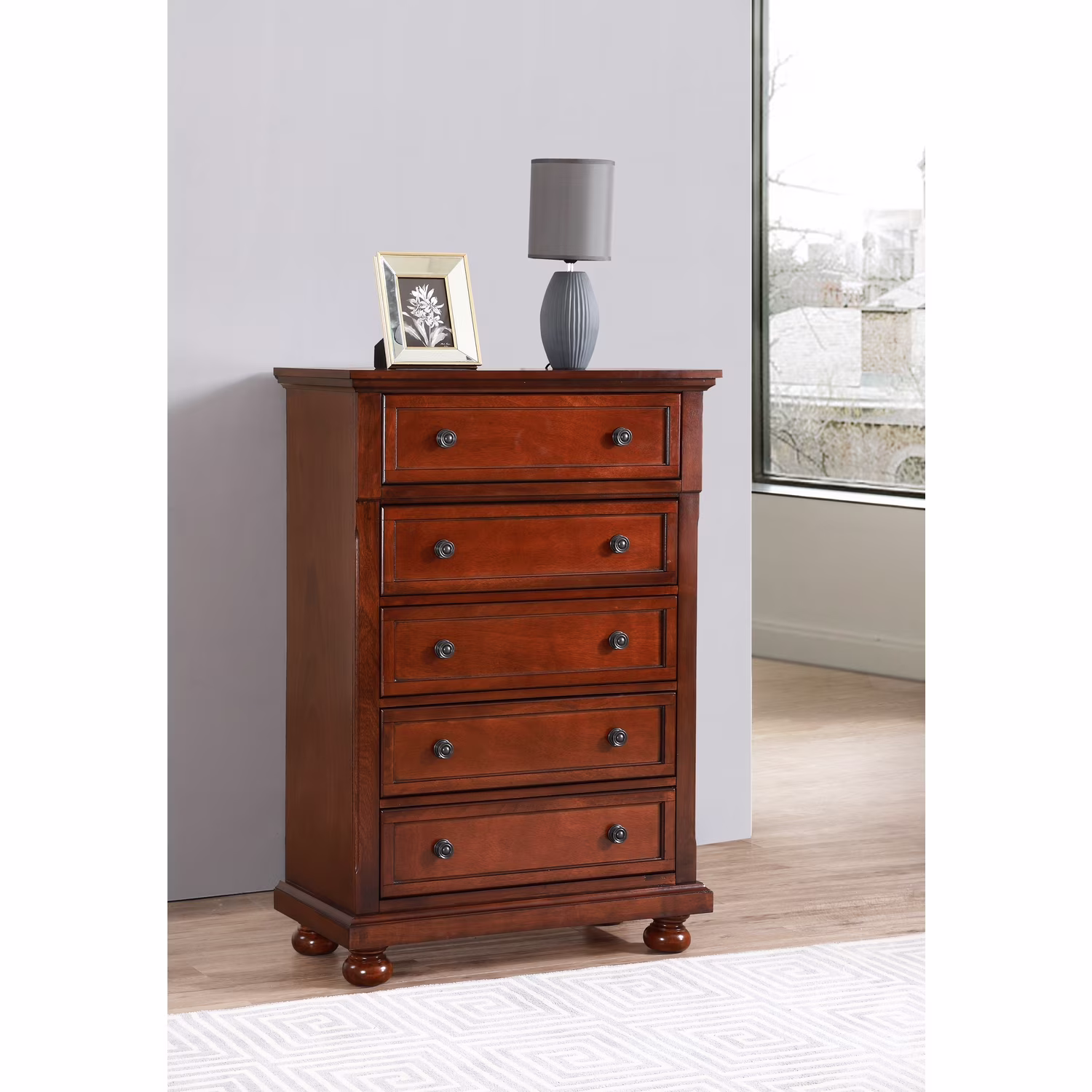 Glory Furniture Meade 5 Drawer Chest in Cherry