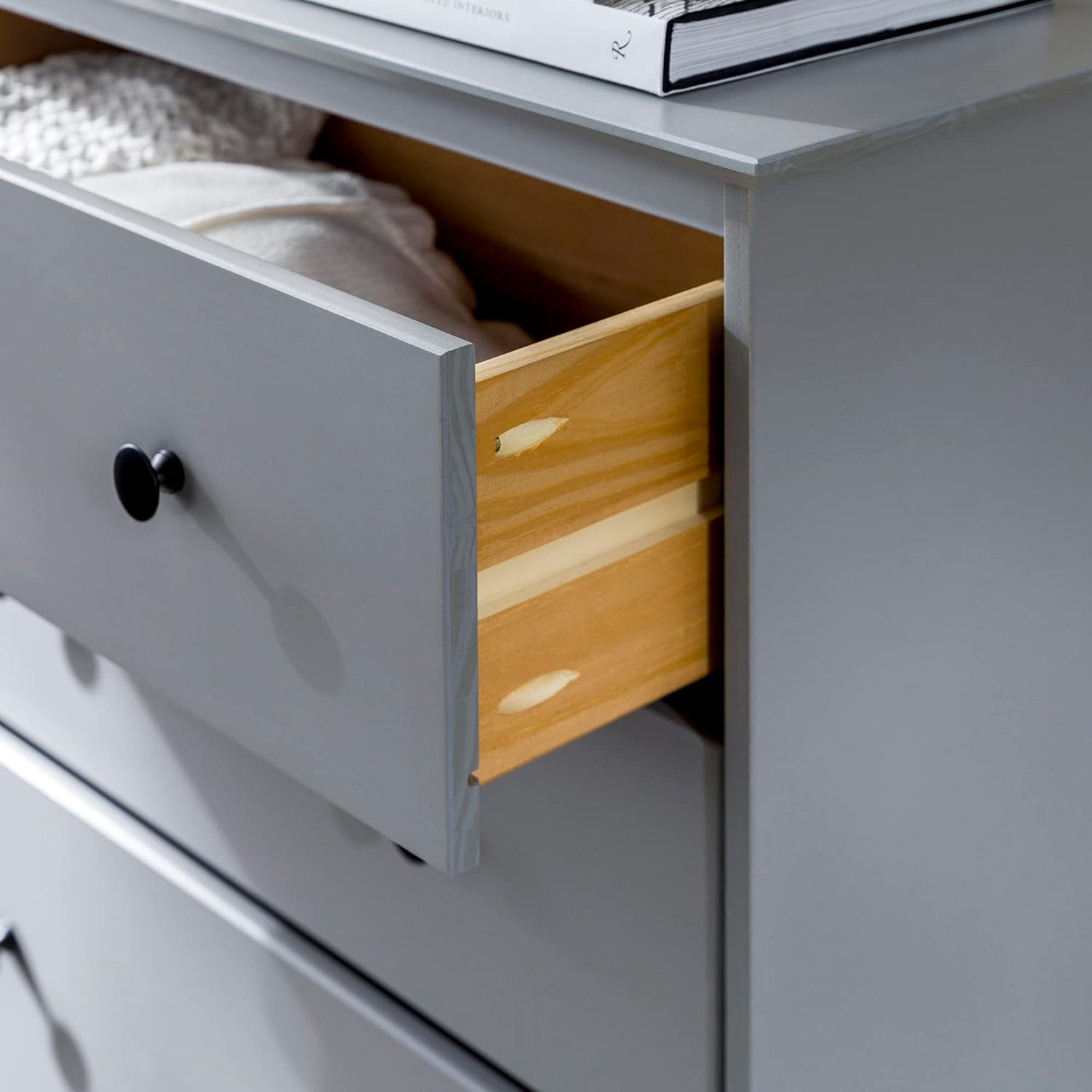 xrboomlife Myron Modern 4-Drawer Solid Wood Dresser  40 Inch  Grey