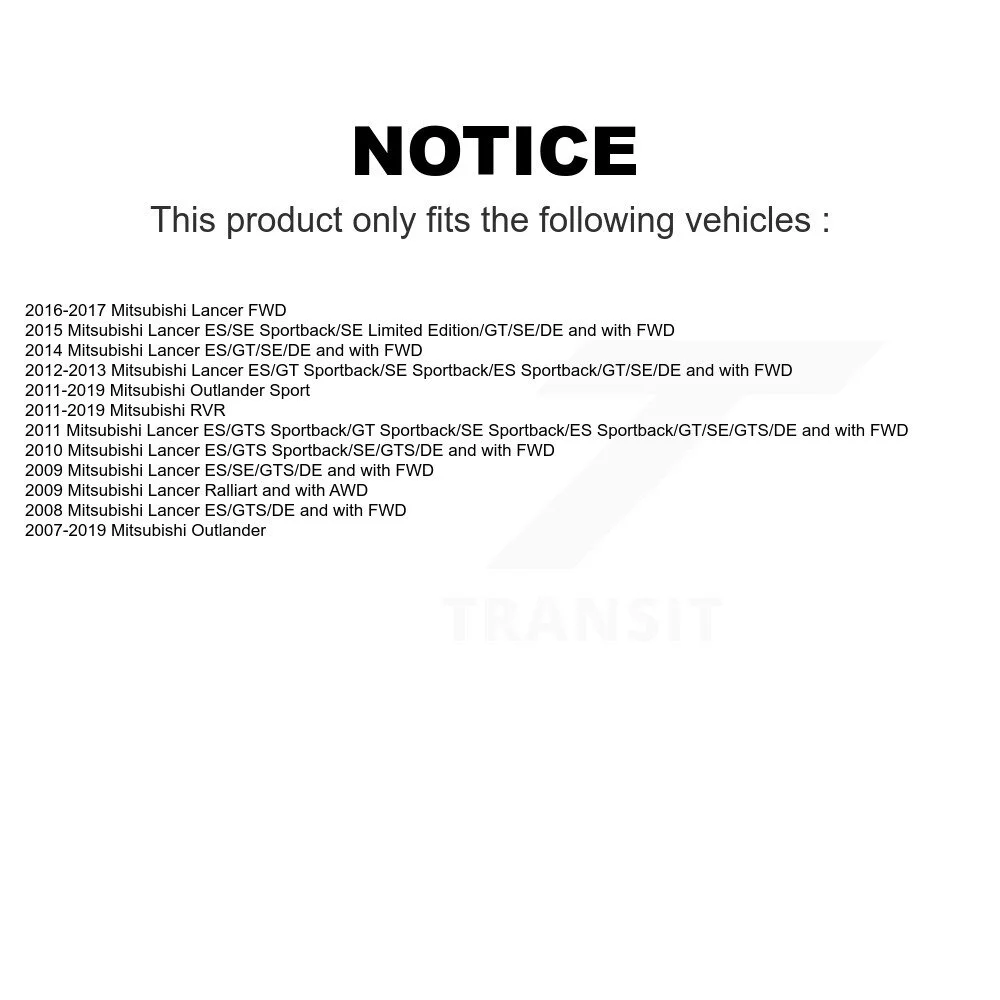 Transit Auto - Front Wheel Bearing And Tie Rod End Kit For Mitsubishi Outlander Sport Lancer RVR K7T-100054