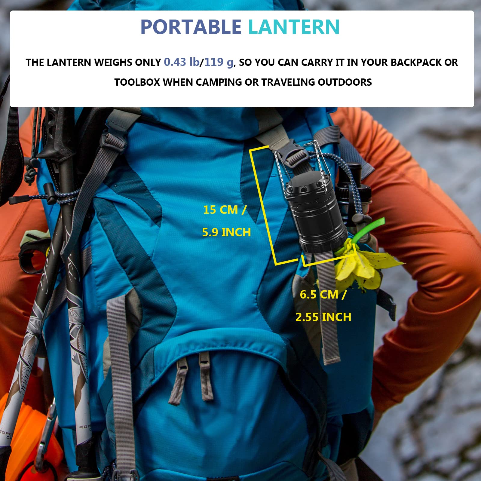 JELLAS 4 Pack Camping Lantern, 2 Pack 30 LED Bulbs Camping Lantern and 2 Pack COB Flashlight, AAA Batteries (Not included)