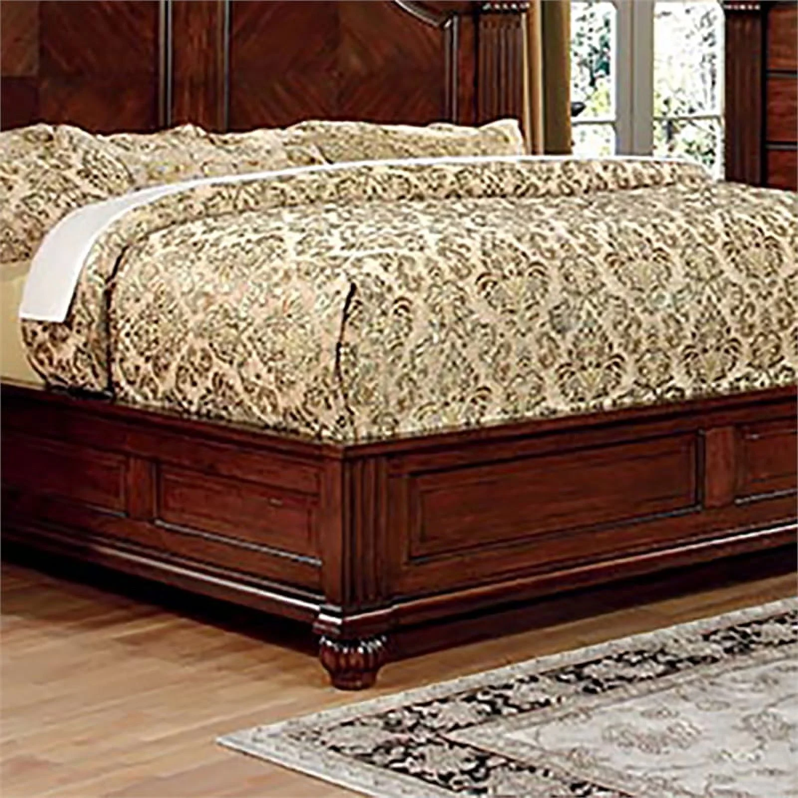 Furniture of America Sorella Traditional Solid Wood Cal King Panel Bed in Cherry