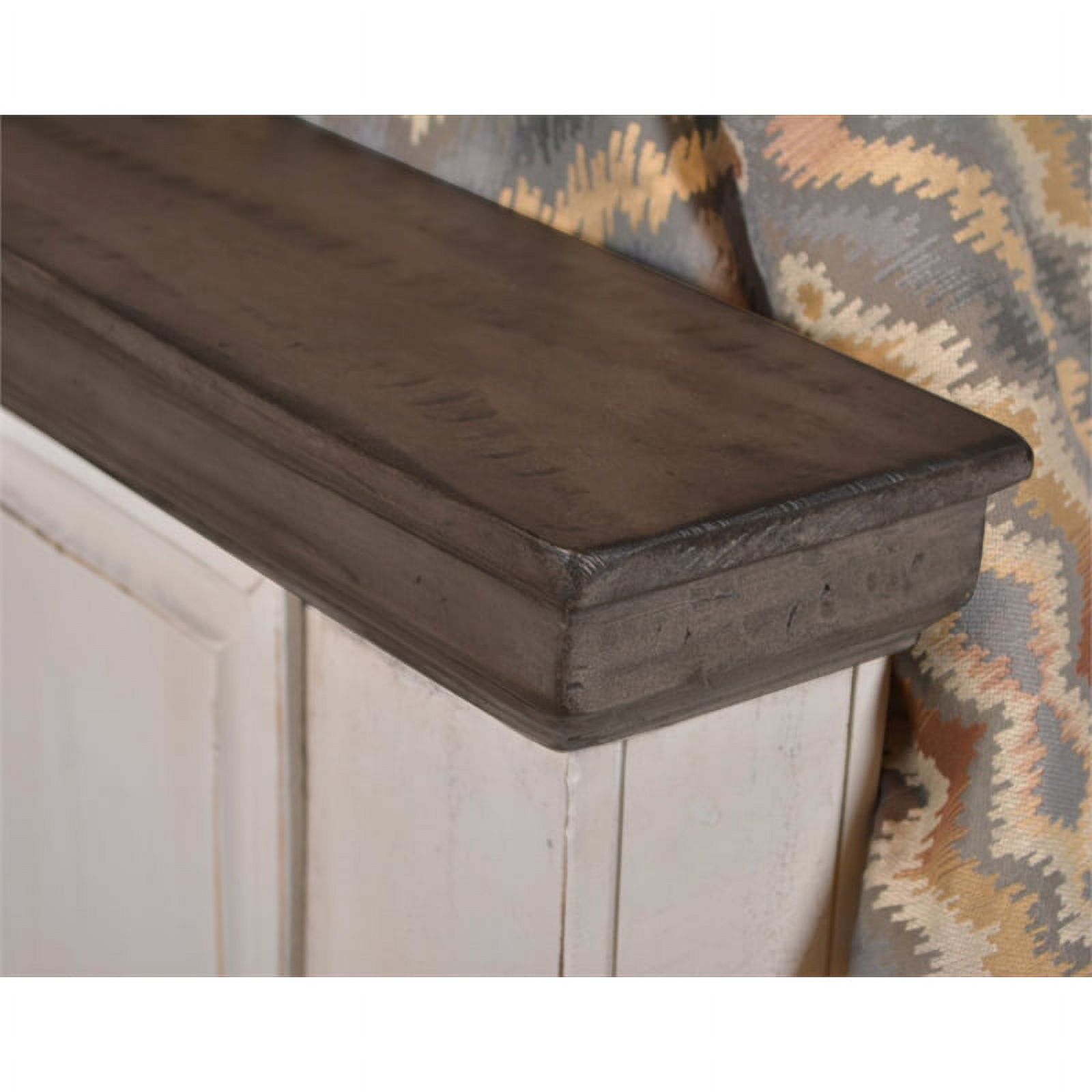 Sunset Trading Rustic French King Panel Bed - Distressed White and Brown Solid Wood