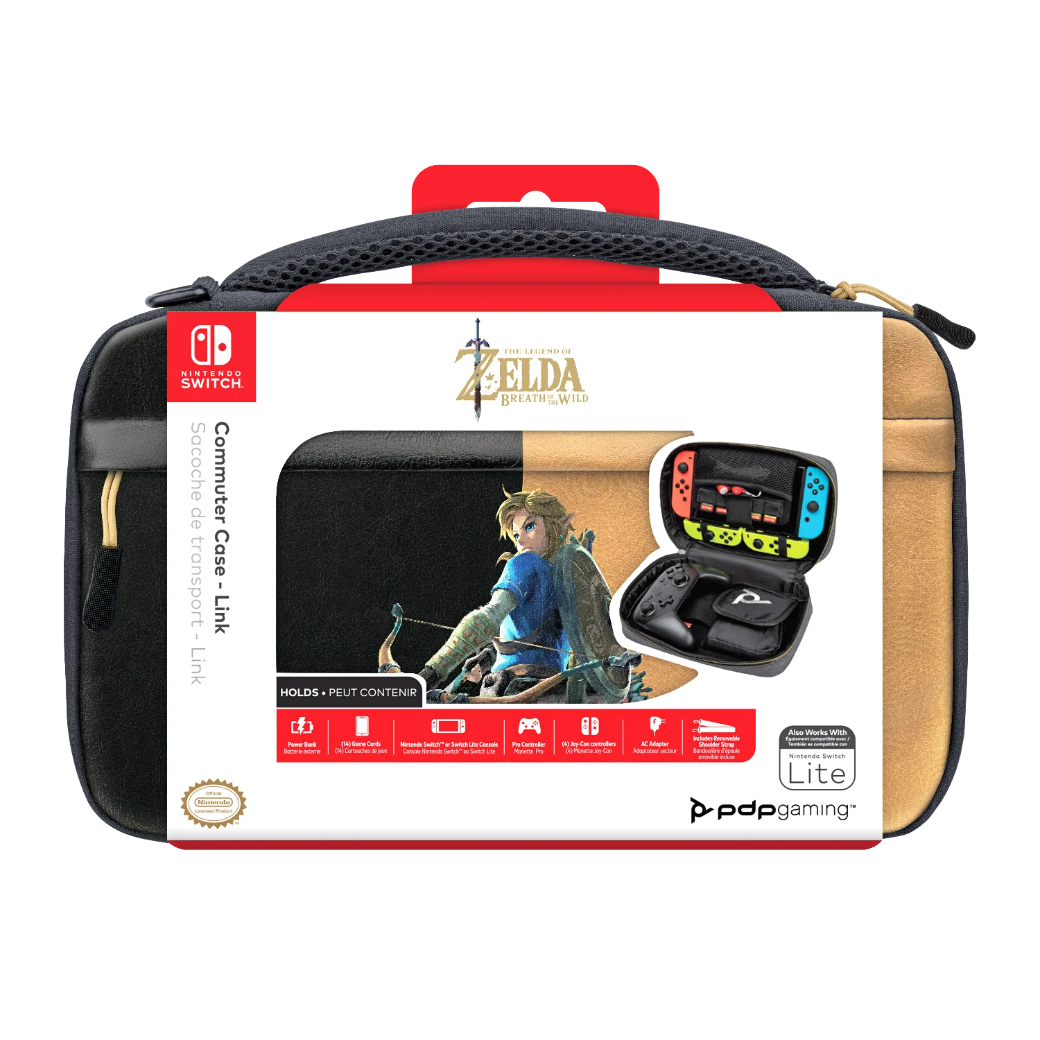 PDP Gaming Commuter Case with Carrying Handle and Removeable Shoulder Strap: Hyrule Hero Link, Nintendo Switch